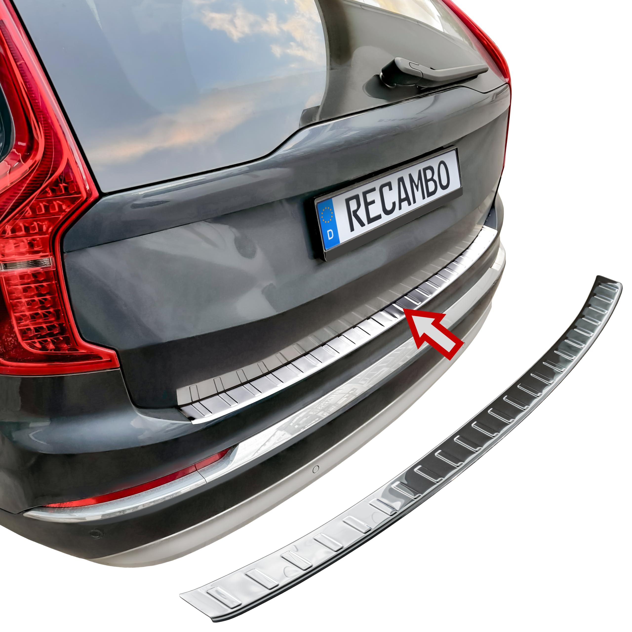 Acero Inoxidable Parachoques Protector Parachoques Trasero Cromado Para Volvo XC-60 Facelift 2014-2017 - Acero Inoxidable - Fácil Instalación Accesorio Volvo Xc60 2014-2017