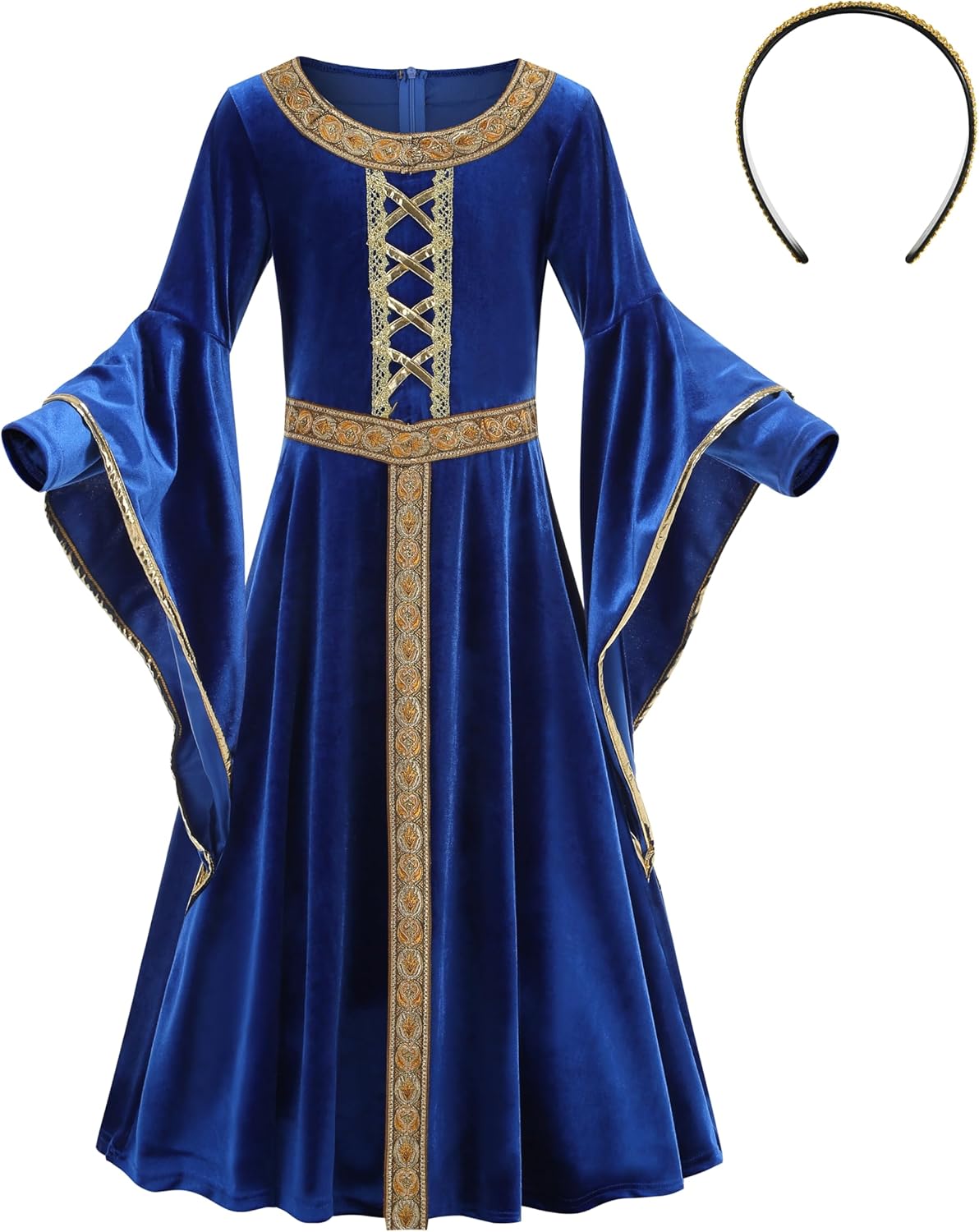 LMYOVE Girls Medieval Renaissance Princess Costume, Kids Medieval Fariy Costume Halloween Dress Up