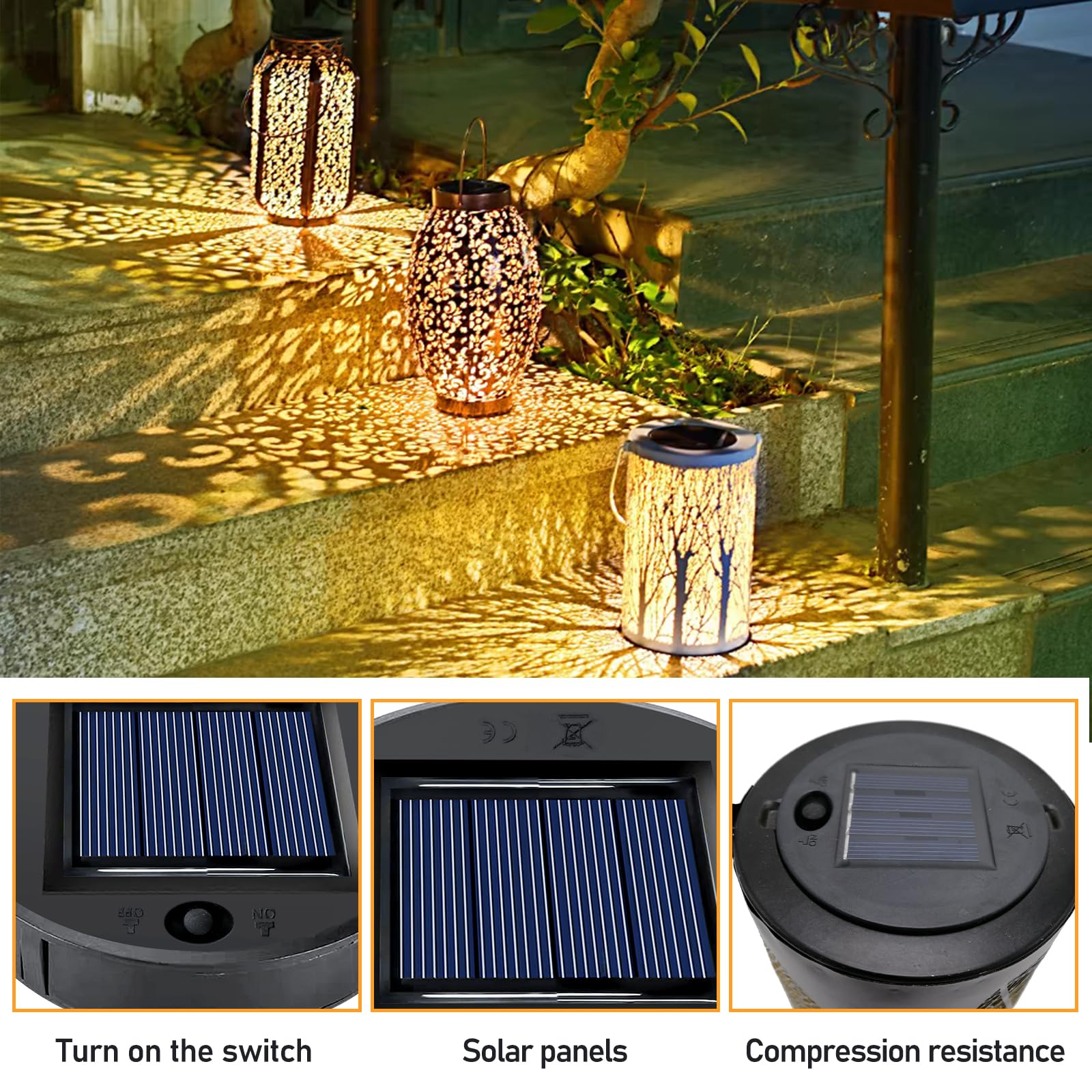 Lampe Solaire De Rechange Pour Lantern 8cm, Blanc Chaud, Remplacement De Couvercles Solaires, IP44 Panneau Solaire à LED Pour Lanterne Solaire Pour Jardin Extérieur Décoration, Lot De 4