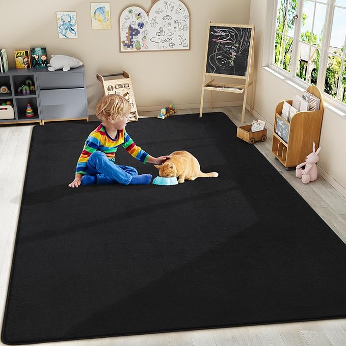 Alfombra Amearea 4x6 pies Negra, Antideslizante Lavable miniatura 8
