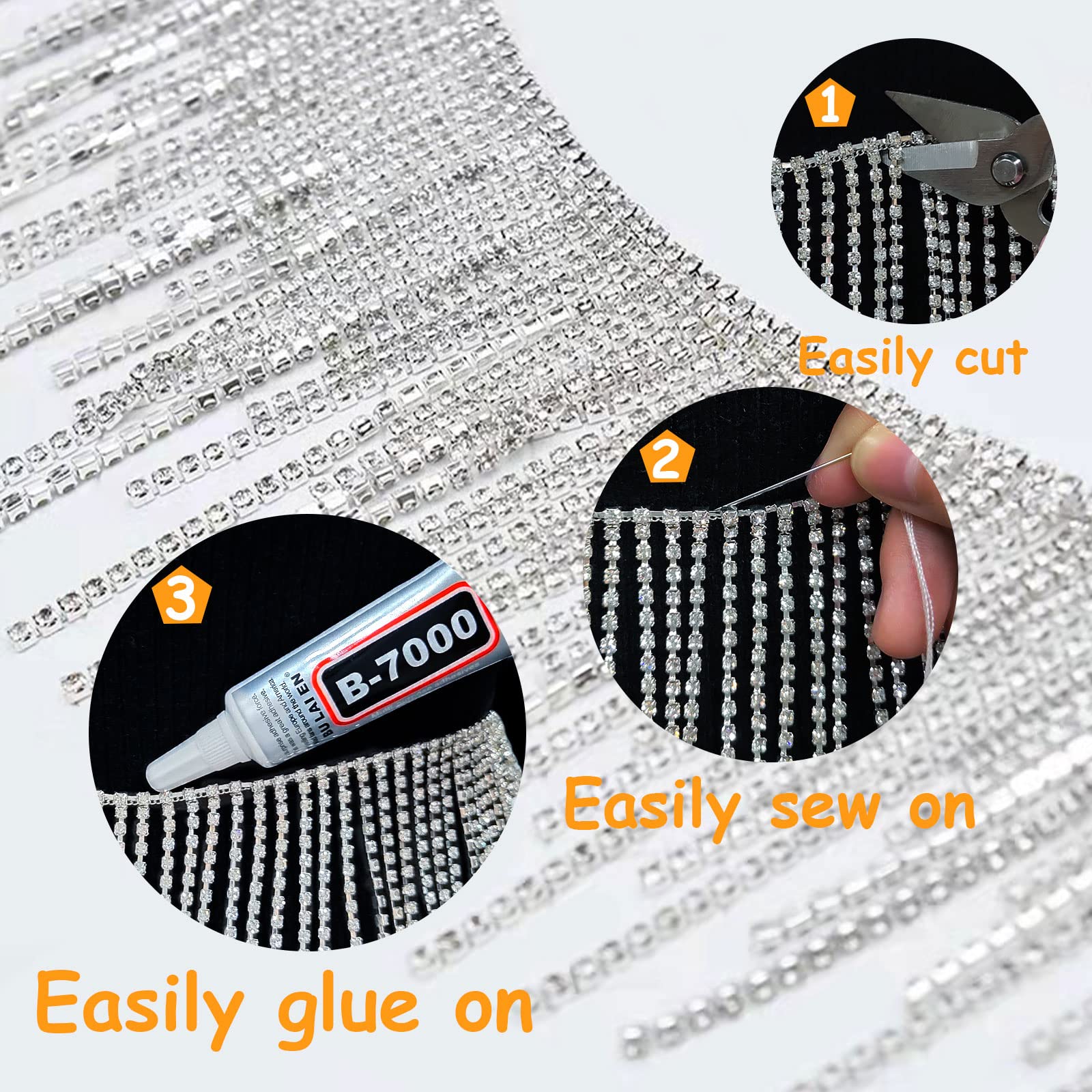 Yhsheen Rhinestone Tassel Fringe Trim - Crystal Chain For Sewing, Wedding Dress, Crafts (3.1 Inch Wide, 1 Yard) - View #11