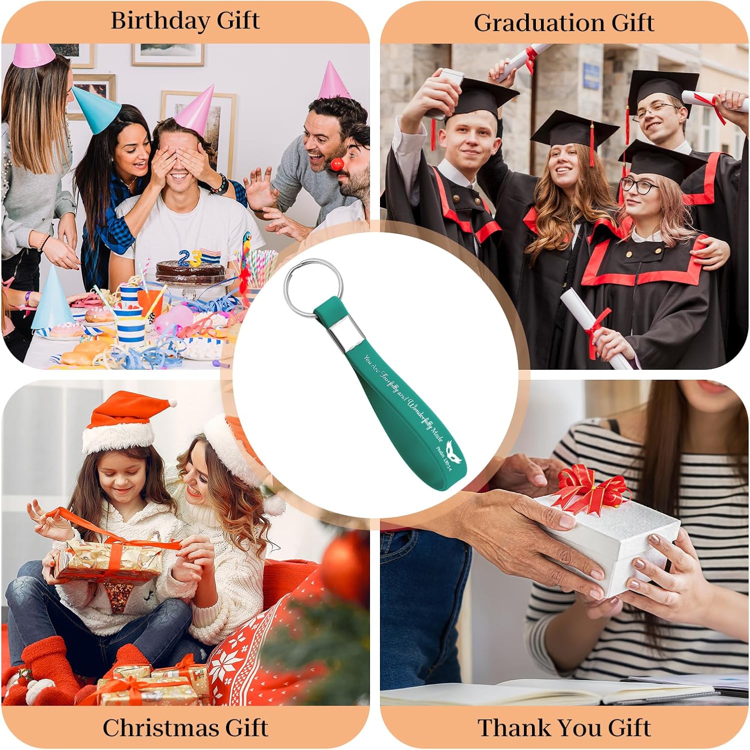 8PCS Christian Keychains Religious Keychains Bulk Bible Verse Key Chains Bulk Christian Inspirational Gifts for Men Women Scripture Faith Quote Silicone Key Chain Mothers Day Birthday Gift for Girls - Image 7