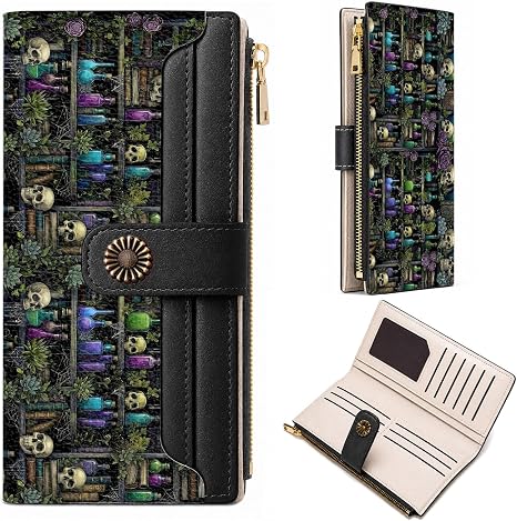 Maicican Womens Wallet, Skull RFID Blocking Thin Wallet for Women