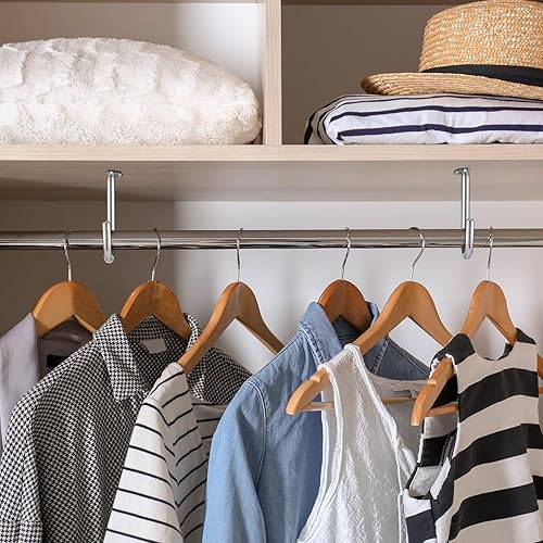 Miniatura 6 de Gisafai Soporte central de barra de armario de 1 pulgada de metal resistente para montaje en pared, soporte para armario, estante para