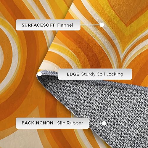 Miniatura 6 de 4x6 Retro Heart Rugs for Bedroom Decor, Washable Retro Swirl Pattern Area Rug, Living Room Home Decoration, Non Slip Soft Thin, 60s 70s Groovy Decor