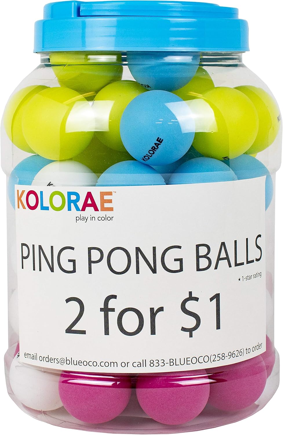 KOLORAE Color PING Pong Ball Container - Set of 60 PING Pong Balls
