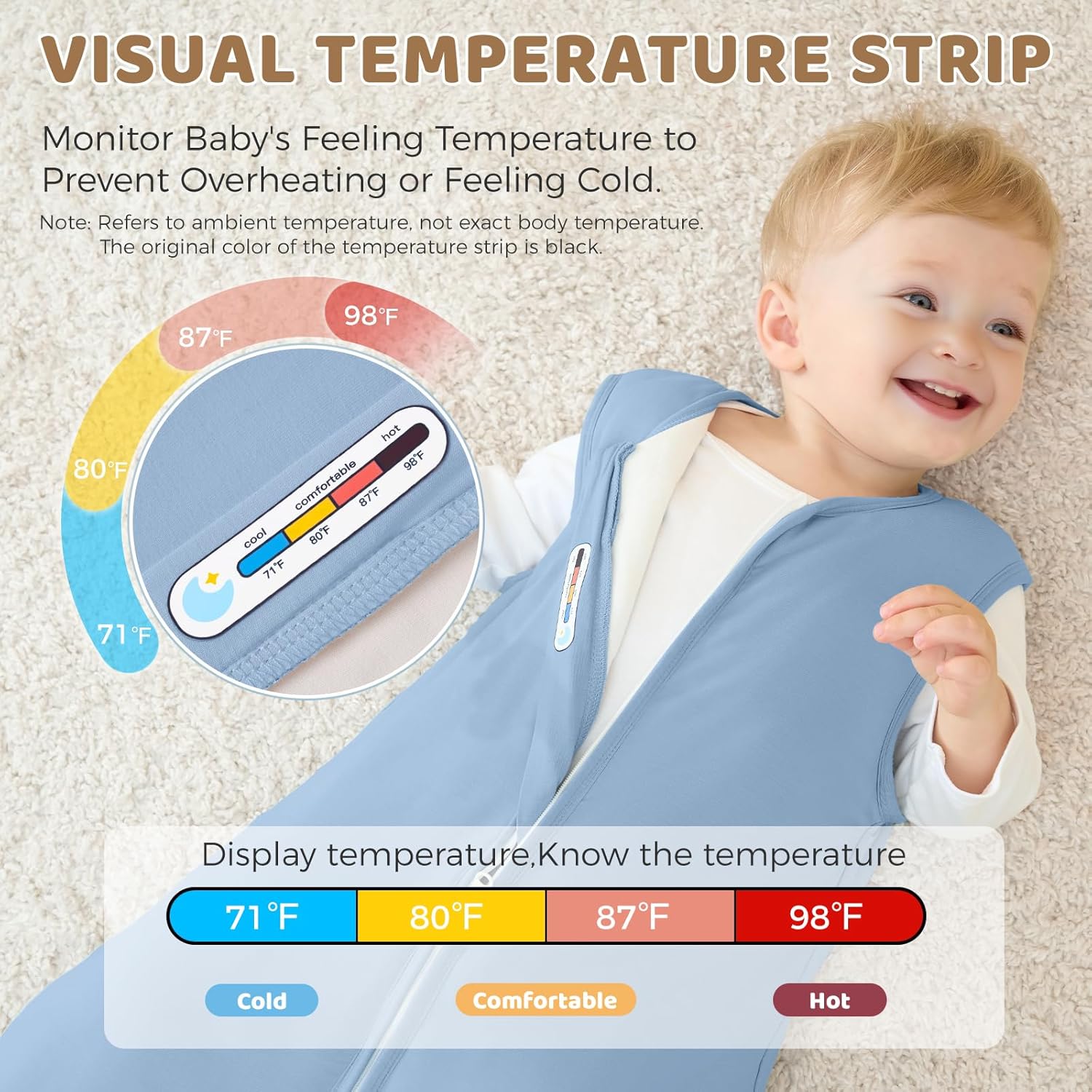 Freejoy Viscose From Bamboo Baby Sleep Sack, 1.5 TOG Infant Toddler Wearable, Buttery Soft Sleeping Bags