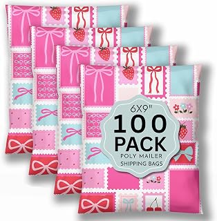 Picksie Mailers- 6x9 Cute Poly Mailer Bags Packaging Supplies for Small Business Pink Designer Boutique Polybag 100 Pack Bulk Mailers Heavy Duty Small Shipping Envelope - Poly Postage
