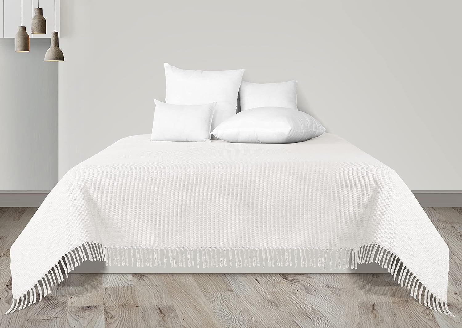 EHC Waffle Cotton Woven Large Sofa Throw 2 Seater Chair/Sofa/Bed 178 x 254 cm, Ivory, Large(175 x 250 cm) - Image 5