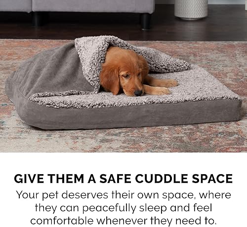 Miniatura 10 de Furhaven - Cama ortopédica para mascotas para perros y gatos, manta de bereber y gamuza superior con funda extraíble lavable, color gris, mediano