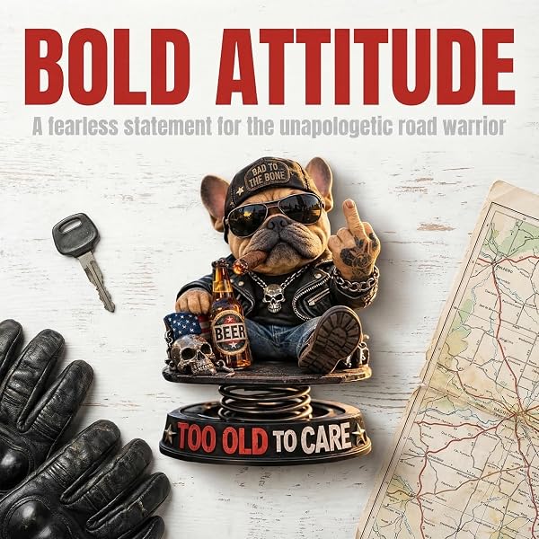 Too Old To Care Dashboard Bobblehead, Easy Placement & Stability, Funny Resin Nodding Head Dog Ornament, Tough Bulldog Bobble Head Figures for Car Dashboard - 2
