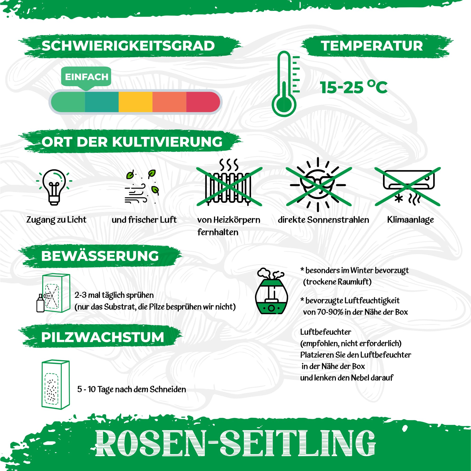 Bio-Pilz-Set | Pilzanbau-Set | 100% biologisch | ohne Gentechnik | ganzjähriger Anbau | Innenbereich Pilze | tägliches Besprühen | schnelle Ernte | einfach zu züchten | Geschenk für Feinschmecker