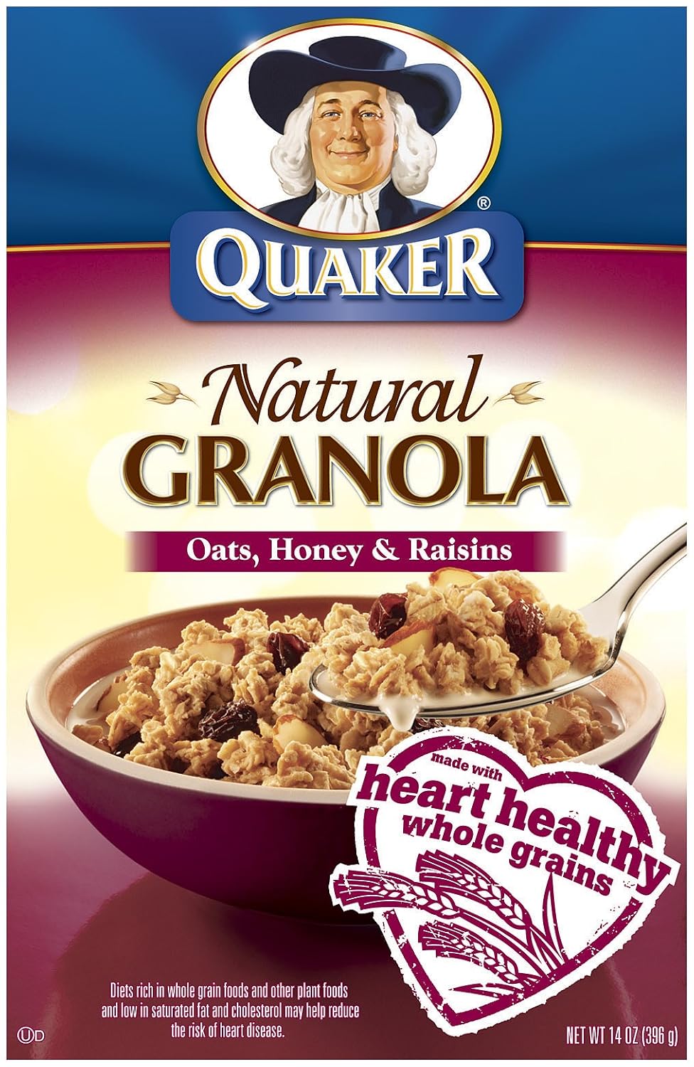 Quaker 100% Natural Granola Cereal, Oats, Honey & Raisins, 14-Ounce Boxes (Pack of 6)