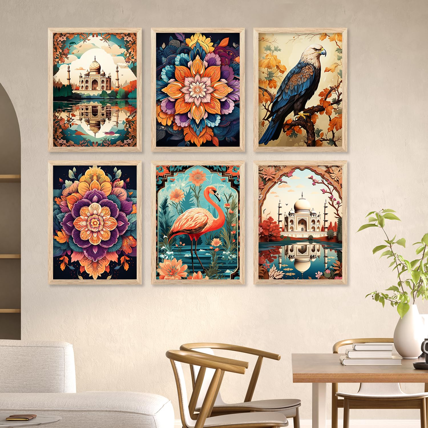 AVENZA Traditional Indian Madhubani Framed Painting For Living Room Bedroom Office/Painting For Wall Decoration Set of 6 (13 * 17 inch, Tajmahal) (B0D1Y3LQ9L) Amazon Price History, Amazon Price Tracker