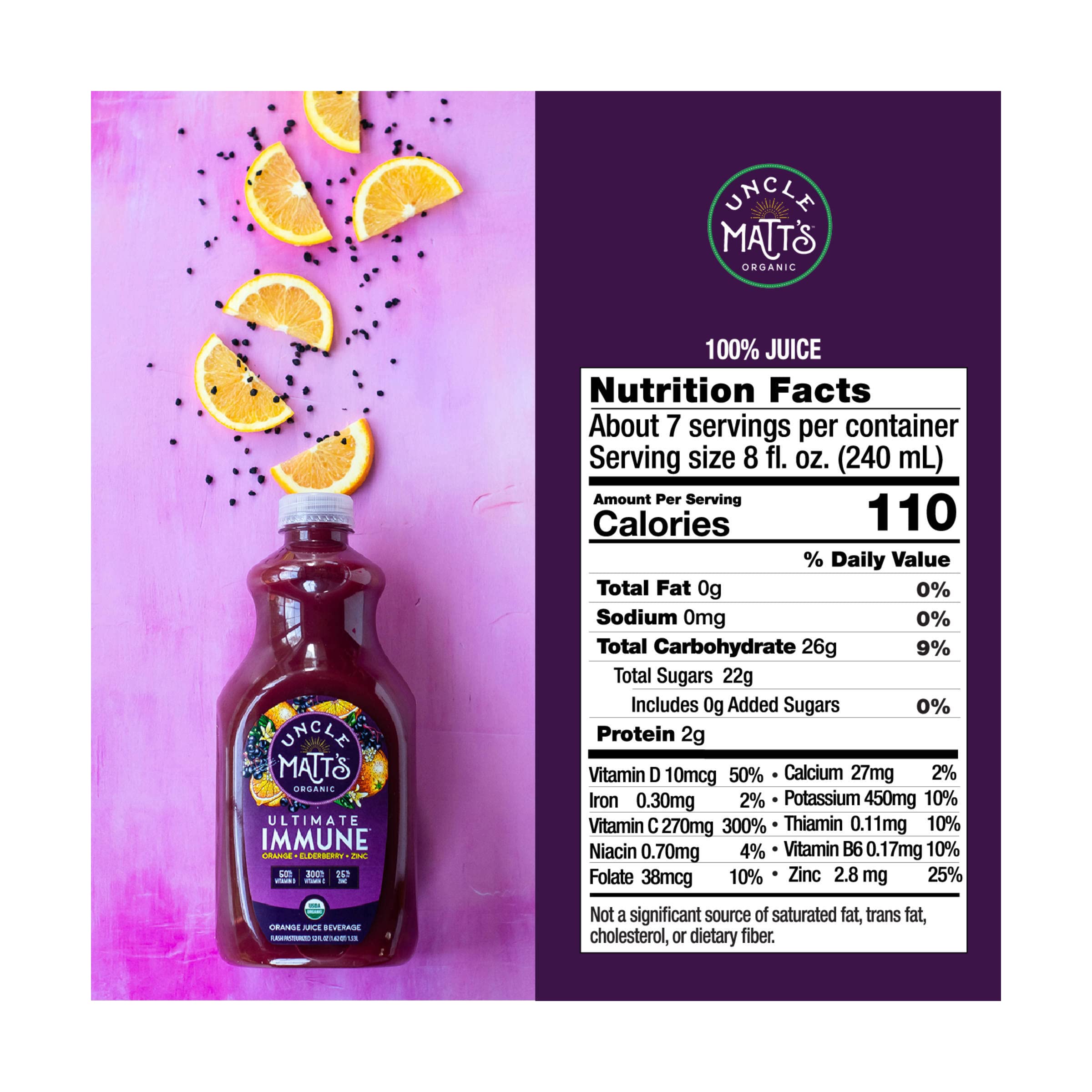 Uncle Matts Organic Ultimate Immune Orange Elderberry Zinc Juice