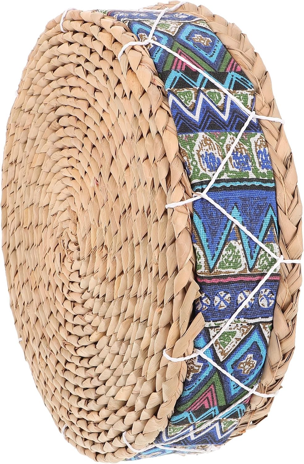 Zerodeko Meditation Floor Cushion Woven Straw Seat Cushion 30cm Diameter X 7cm Height Corn Husk Material Round Zafu Pillow for Yoga and Home Sitting