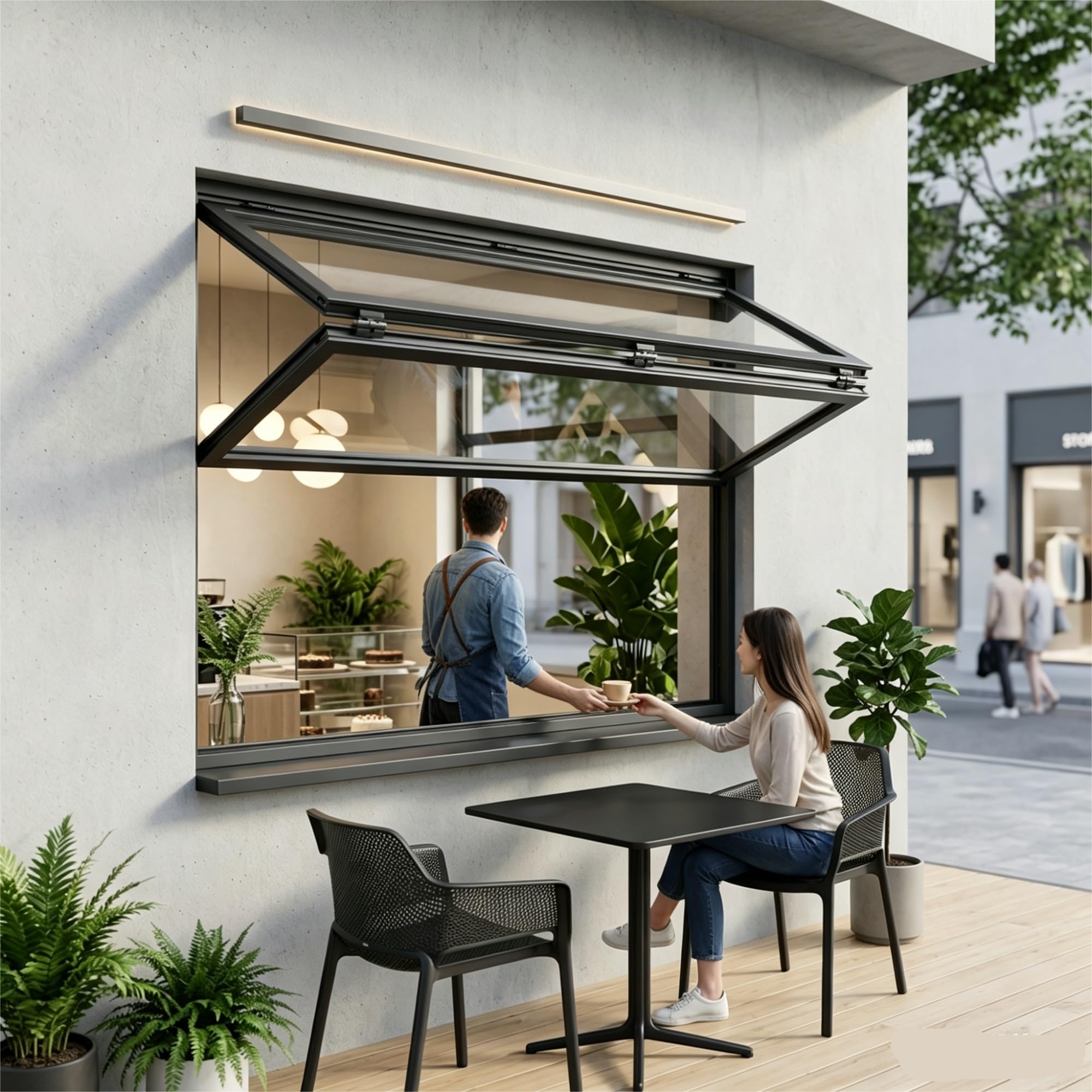 Ventana plegable vertical con bastidor aluminio resistente y vidrio 5mm