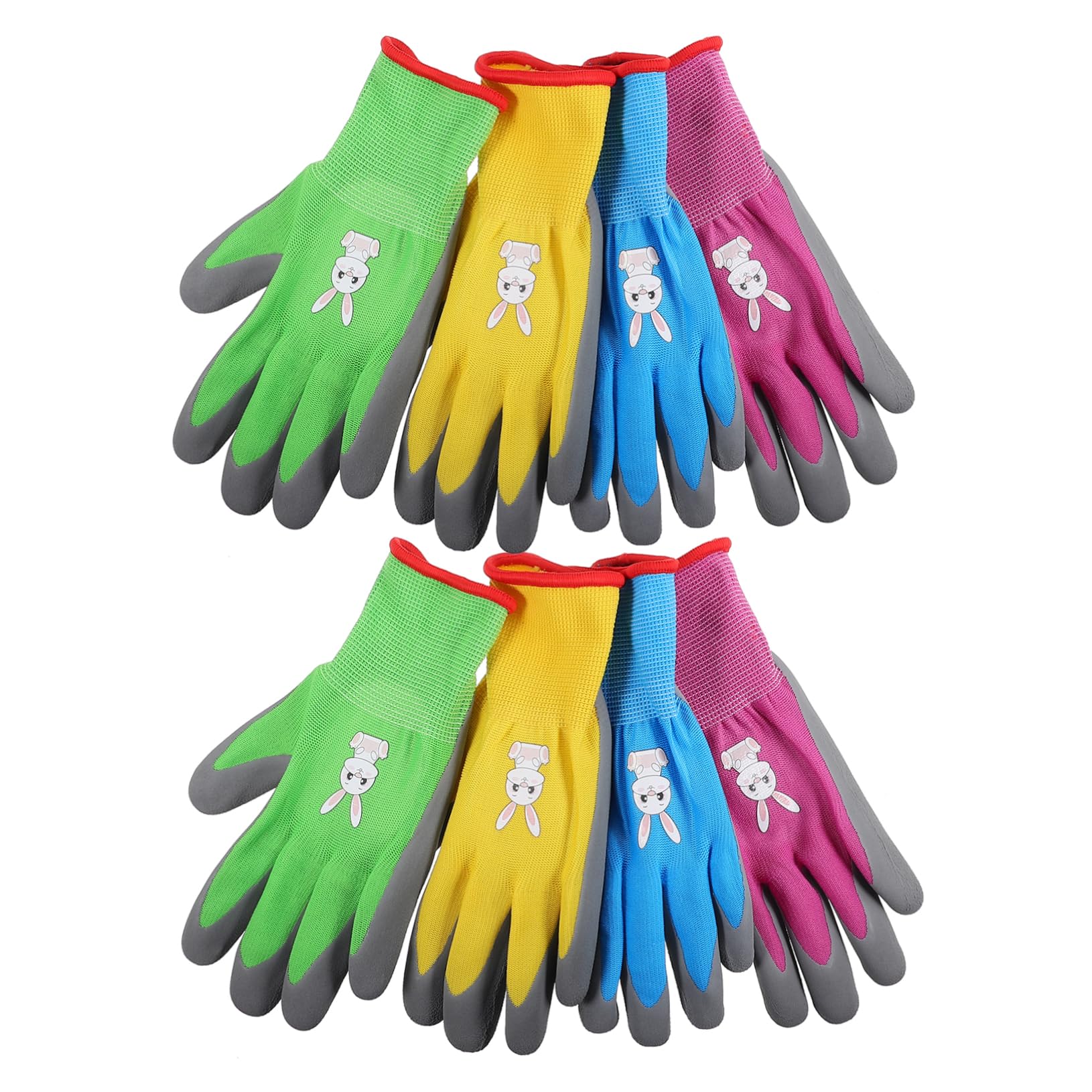 Happyyami Gardening Gloves for Boys and Girls 4 Pairs of Outdoor Gloves Decorative Design Cut-resistant Comfortable for Boys and Girls Gardeners