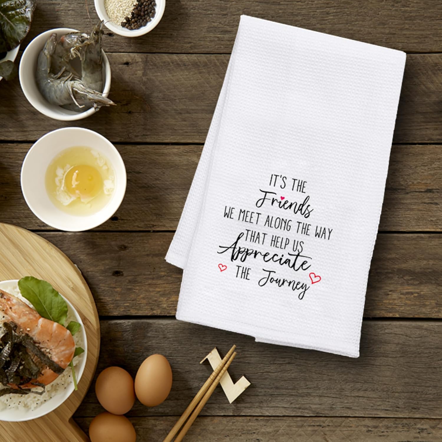 JINYO Friendship Kitchen Towels, Friendship Gifts for Women Hand Towels, Best Friend Bestie Gifts Dish Tea Towels for Kitchen, Long Distance Friendships Gifts, 16x24 Inch - Image 4