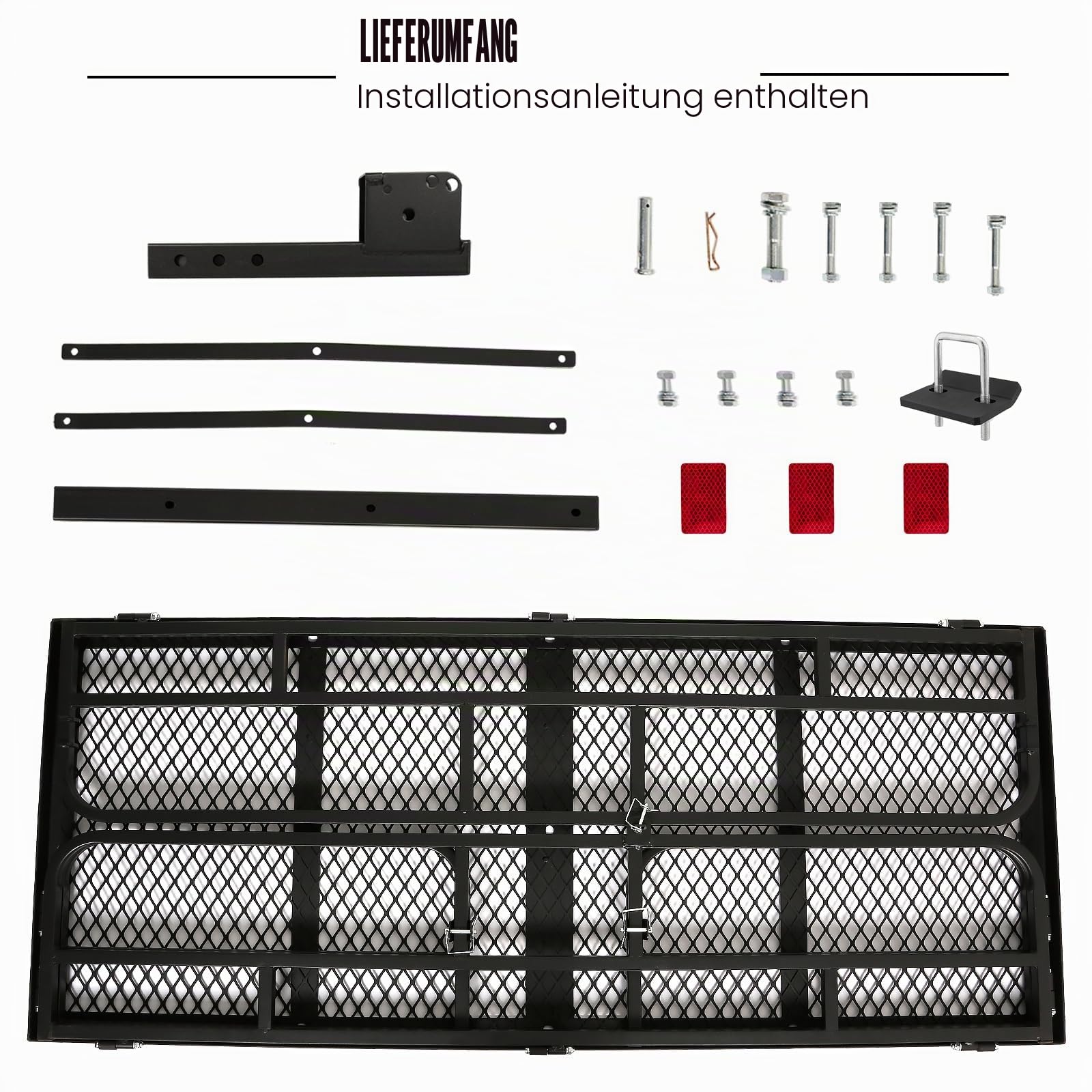 Klappbare Anhängerkupplung Cargo Carrier 60 x 24 x 14 Zoll für RV LKW SUV Van, 227 kg Kapazität, 5,1 cm Empfänger, Schwarz