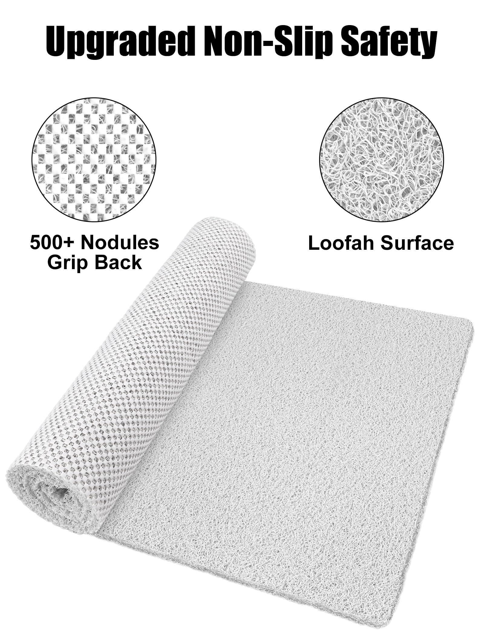 nky 【Rutschfeste Duschmatte】120 x 80 cm große Duschmatten für Innendusche & Nassbereich – Weich-PVC-Luffa-Anti-Rutsch-Duschbodenmatte mit Abfluss für ältere Menschen