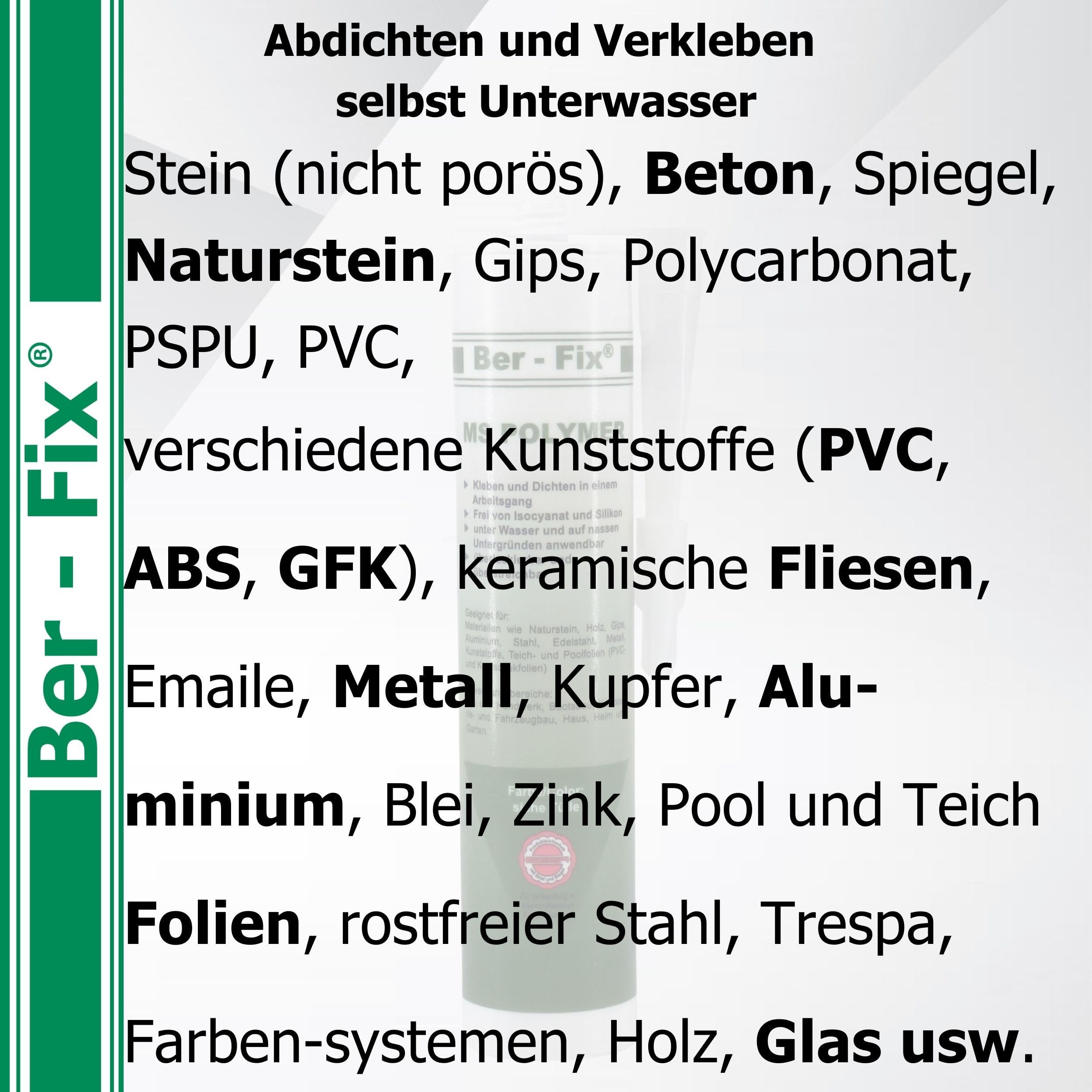 Ber-Fix® MS Polymer Transparent 3 x 290 ml – Glaskleber & Dichtstoff | Drei Kartuschen für zusammenhängende Projekte; auf geeigneten feuchten Flächen verarbeitbar und für bewegte Bauteile.