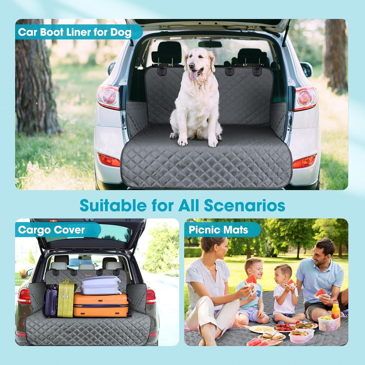 Kofferraumschutz Hund für VW Golf Sportsvan 2015-2020, Kofferraum Schutzmatte Mit Seiten und Ladeschwellenschutz Wasserdicht & Kratzfest Pflegeleicht Automobilinnenraum,A