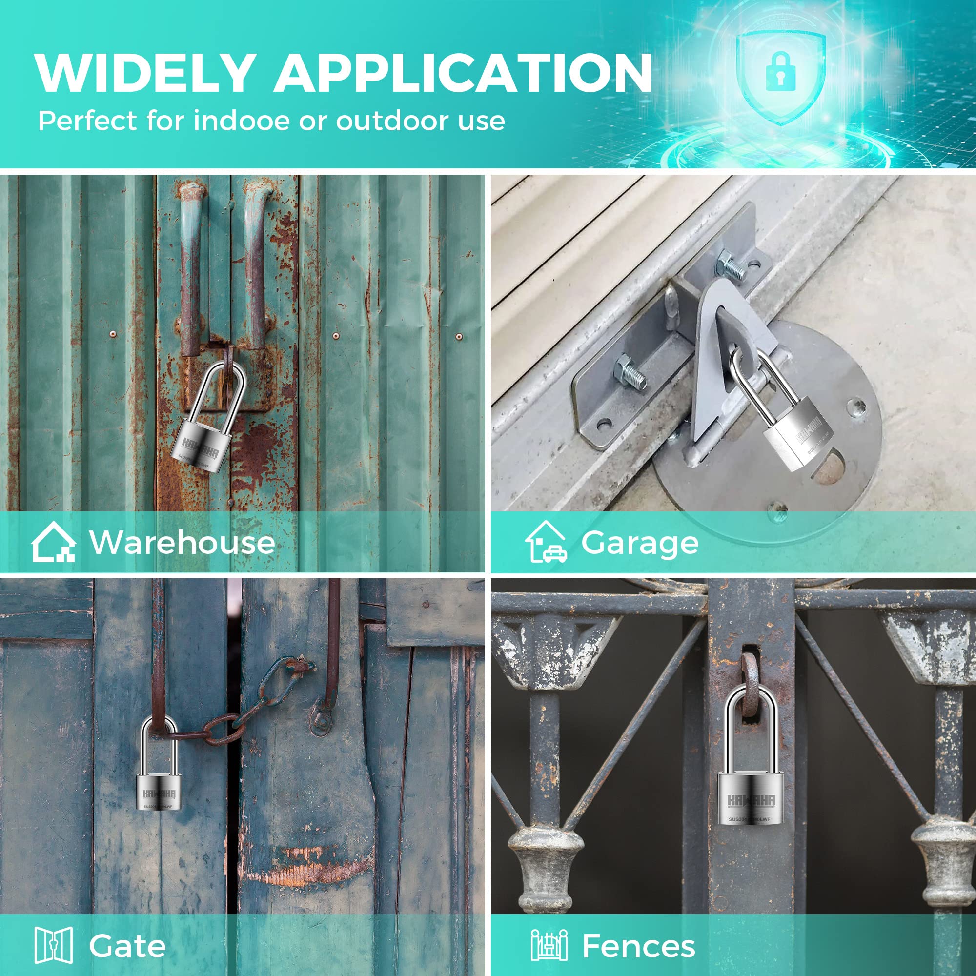 Lucchetto Octo, Acciaio, Arco In Acciaio, 40 Mm, Per Esterno, Cantieri - Foto 3