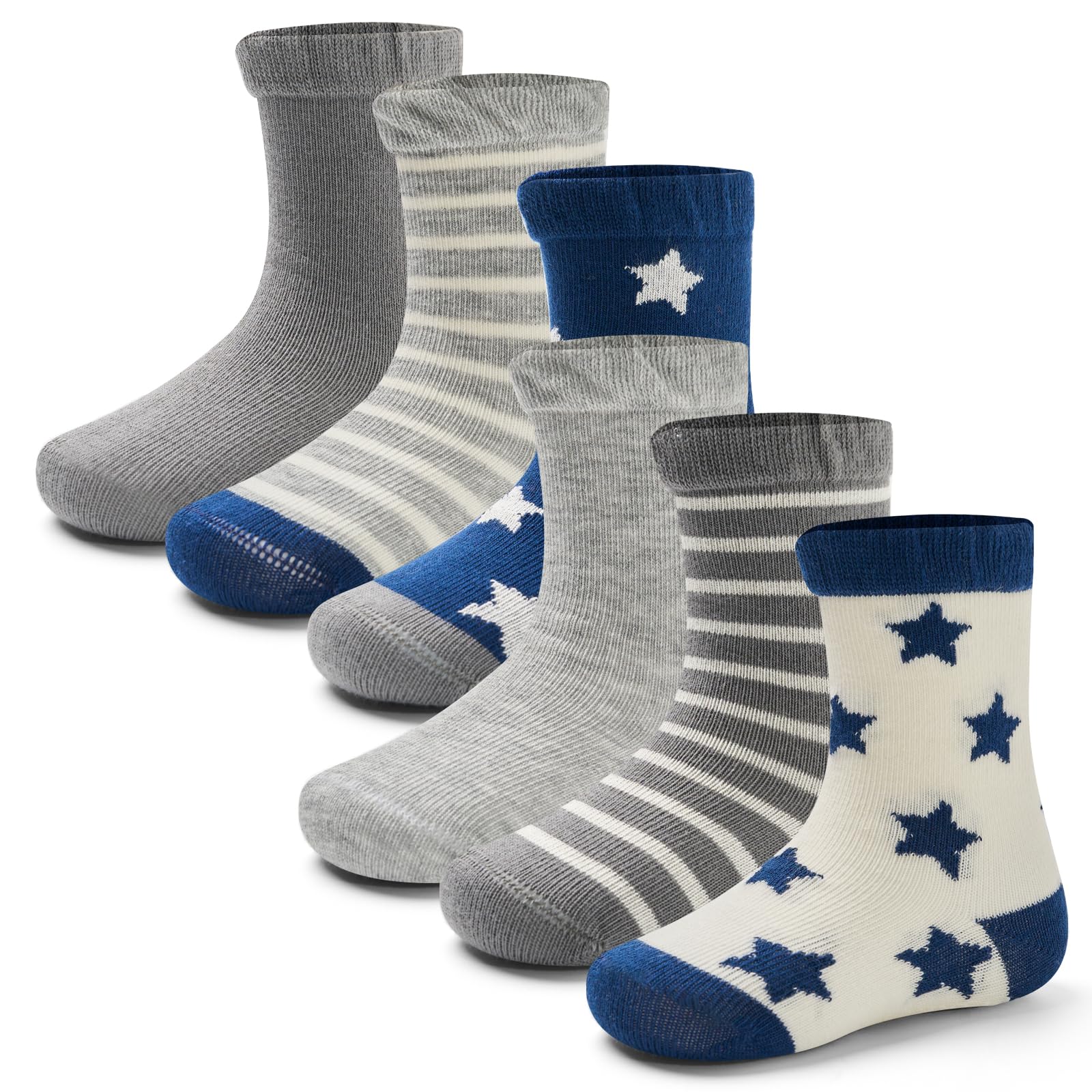 Aisyee 6 Paare Stoppersocken Baby Jungen Baumwolle Socken Baby Kleinkinder rutschfeste Socken Baby abs Socken Sommer 6 Monate-4 Jahre