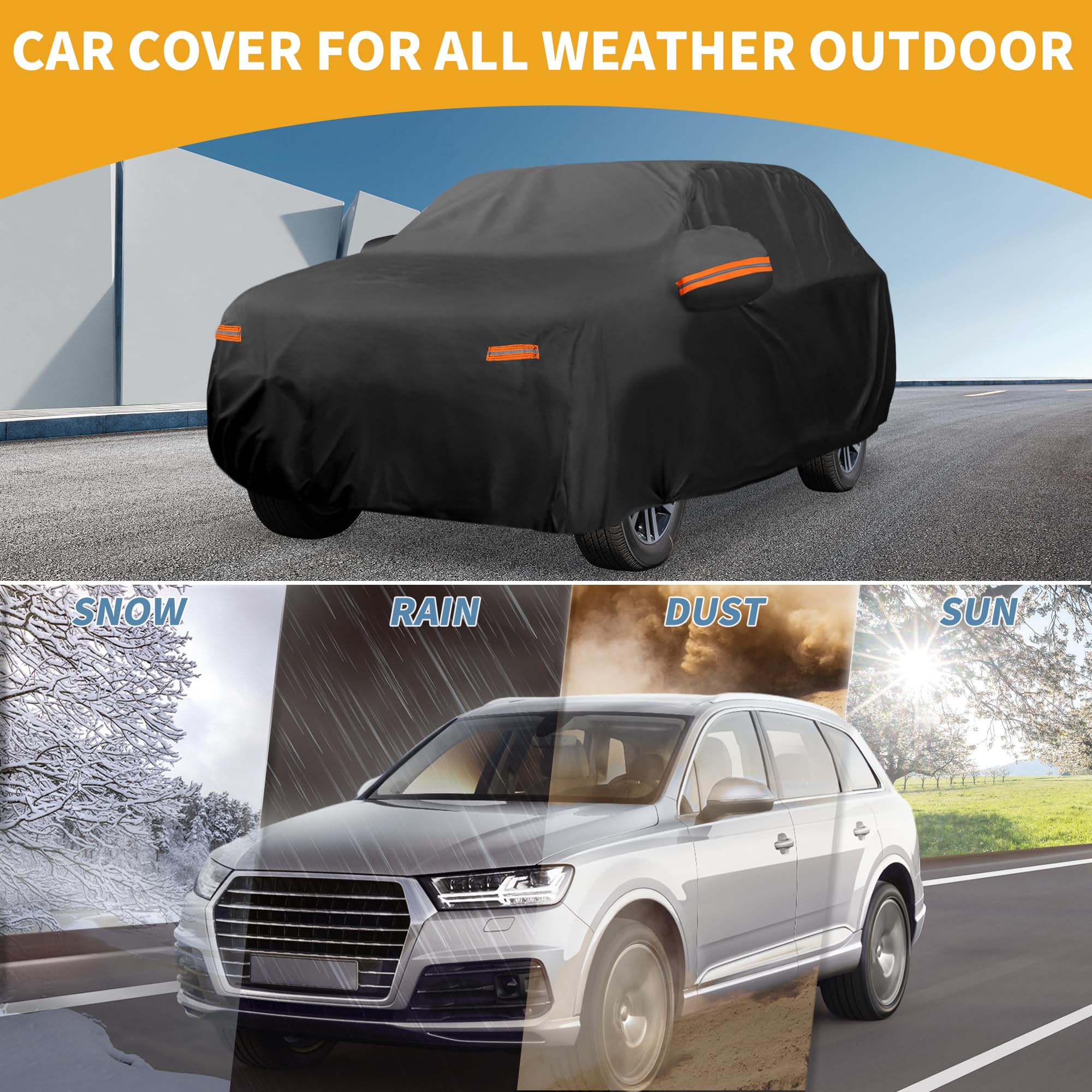 Funda De Coche Impermeable para Audi Q3 12-22 1Pc | Color Negro, Material 190T-Pu, Dimensiones 460X185X140Cm, Anti-Uv, Reflectante, Protección Exterior Completa