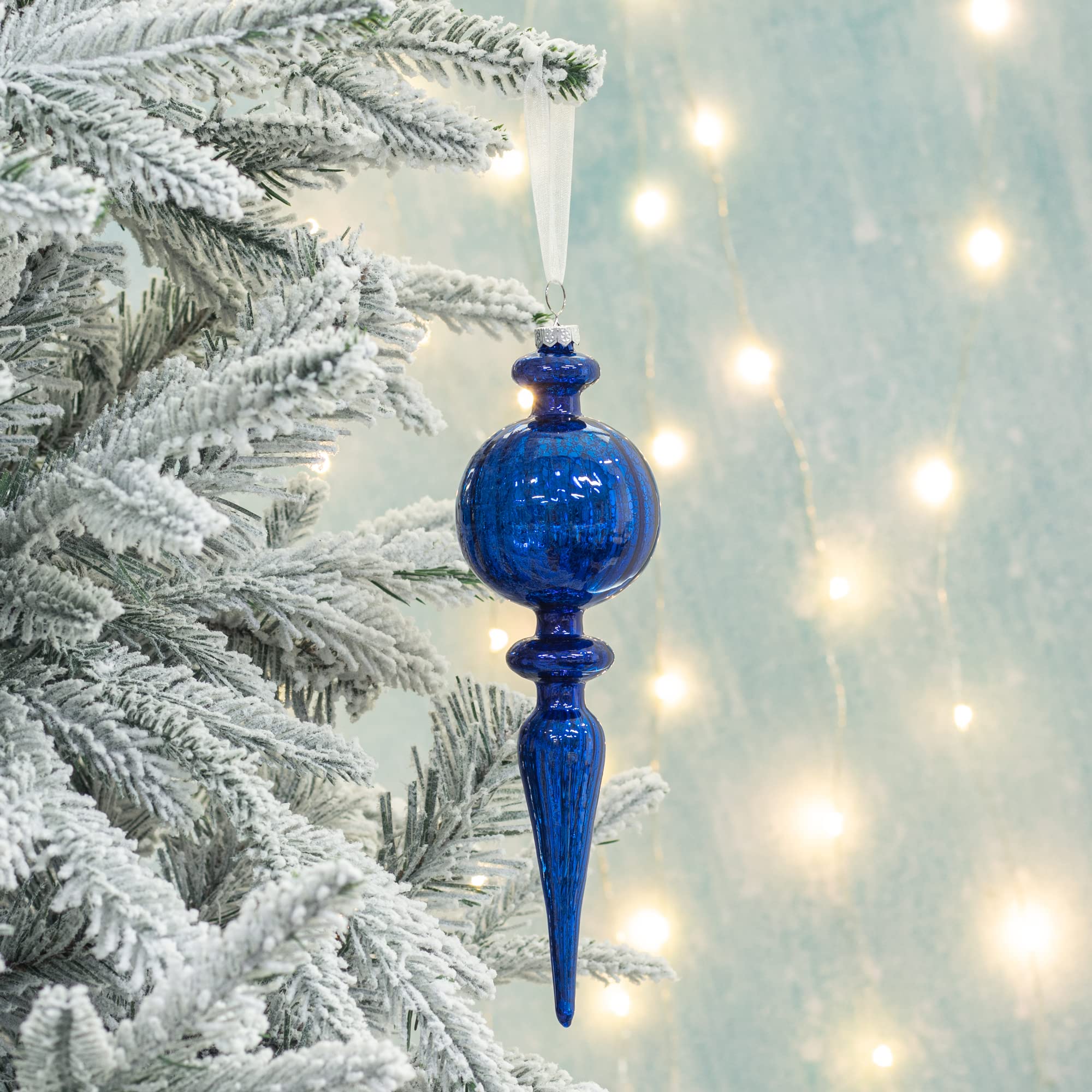 Amazon.com: KI Store Finial Mercury Glass Christmas Ornaments Blue