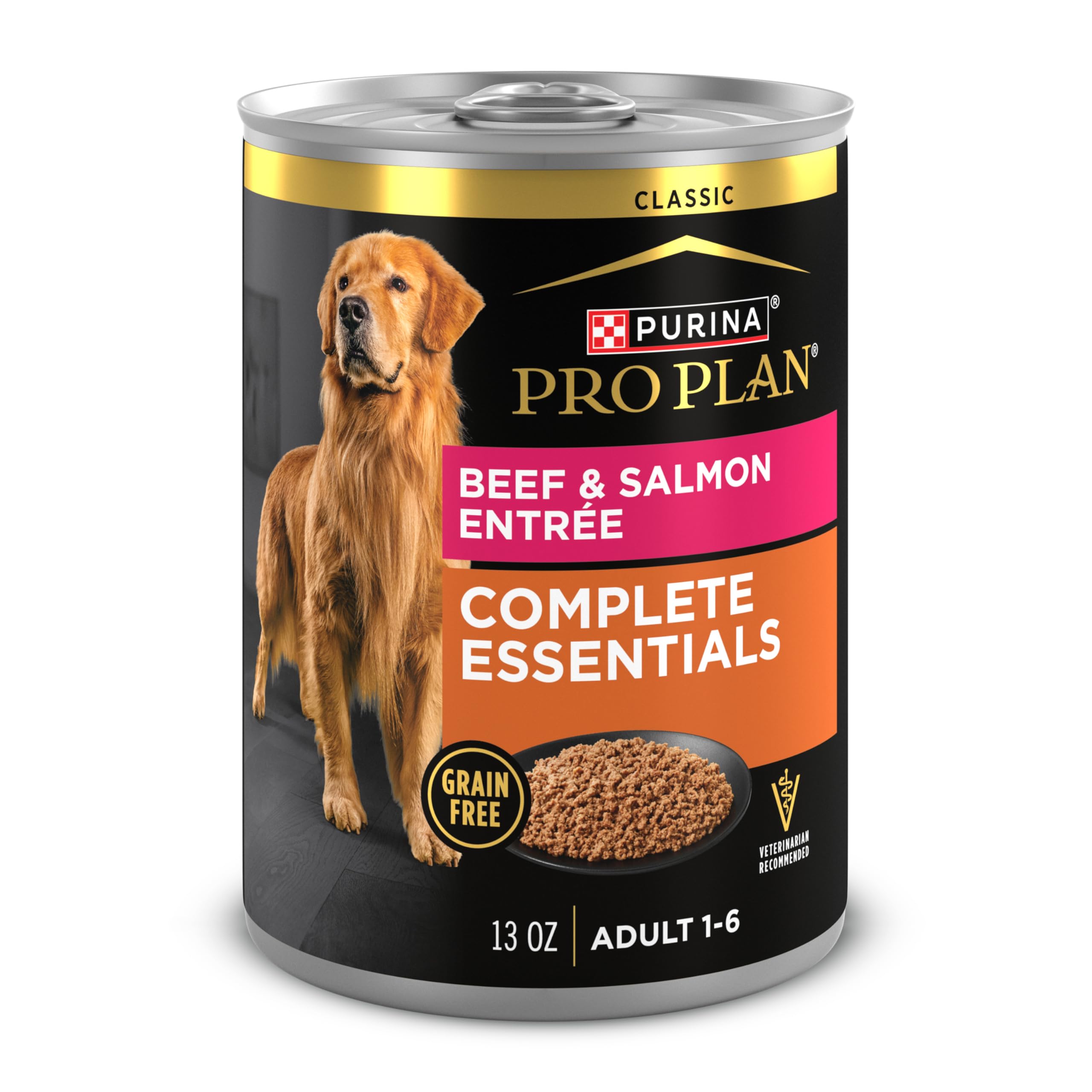 High Protein, Grain Free Wet Dog Food, Beef and Salmon Entree - 13 oz. Can