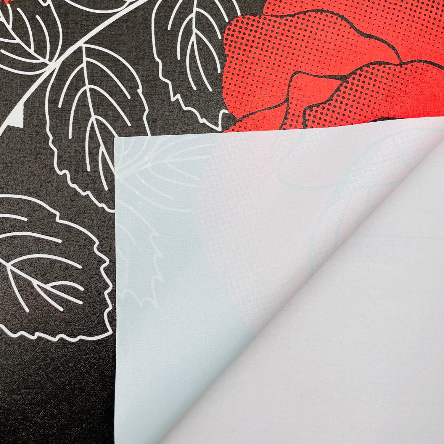 2 Pack Shelf Liners Red Rose Self-Adhesive Floral Drawer Papers Protect Girls Furniture Wall Surface Removable Wallpaper Roll 17.7 Inch Wide