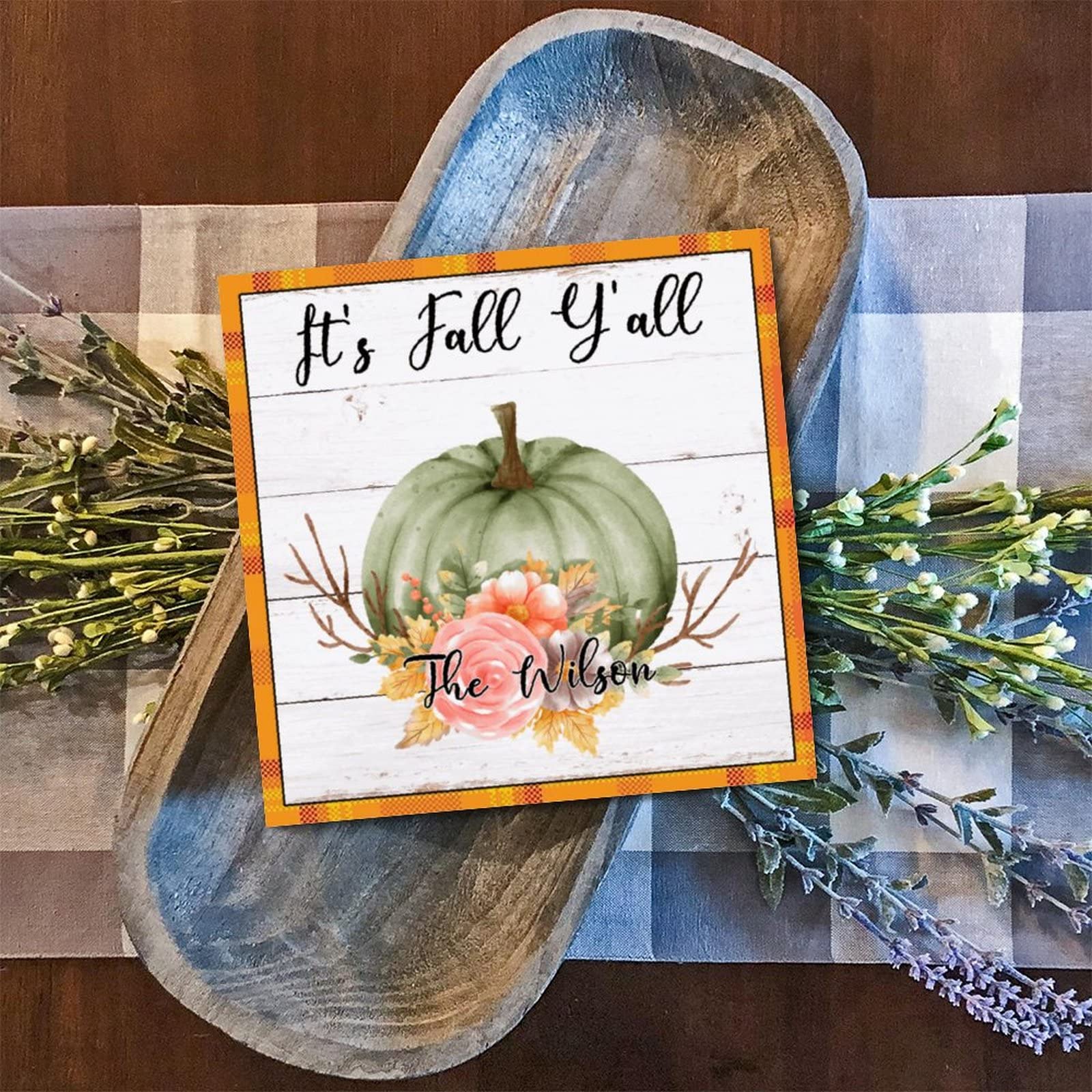 Panneau bois automne pour étagère décoration salon rustique