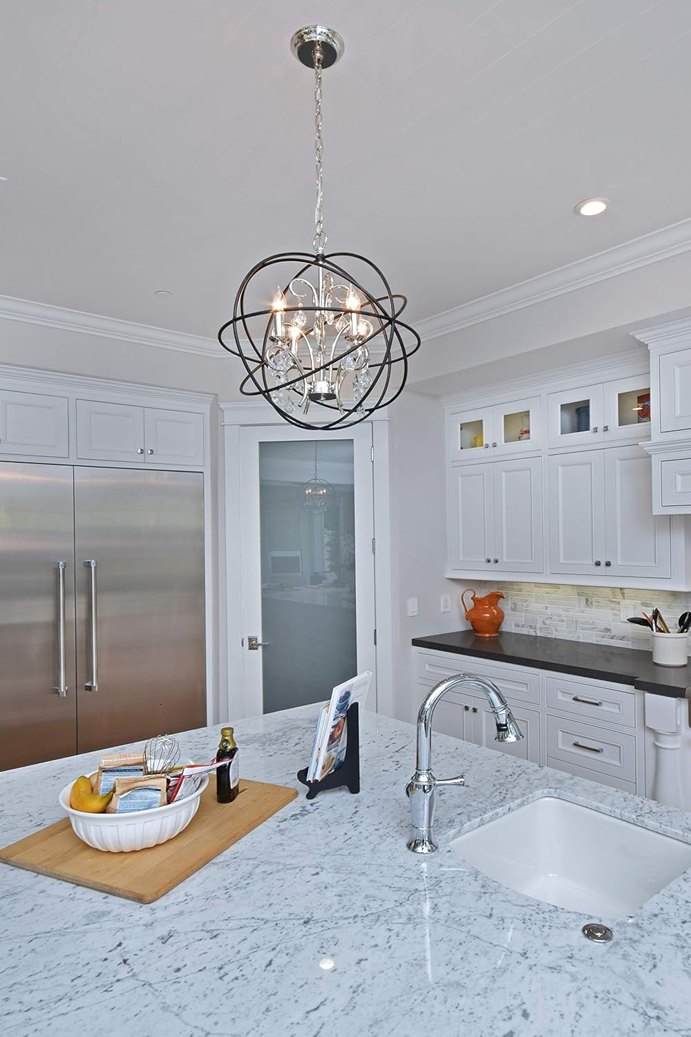 Maxim Lighting Orbit Chandelier | Rubbed Bronze Finish | Transitional Indoor Light Fixture | Ideal for Dining Rooms & Entryways | Home Decor Ceiling Fixture | Orbit Collection | 25140OI