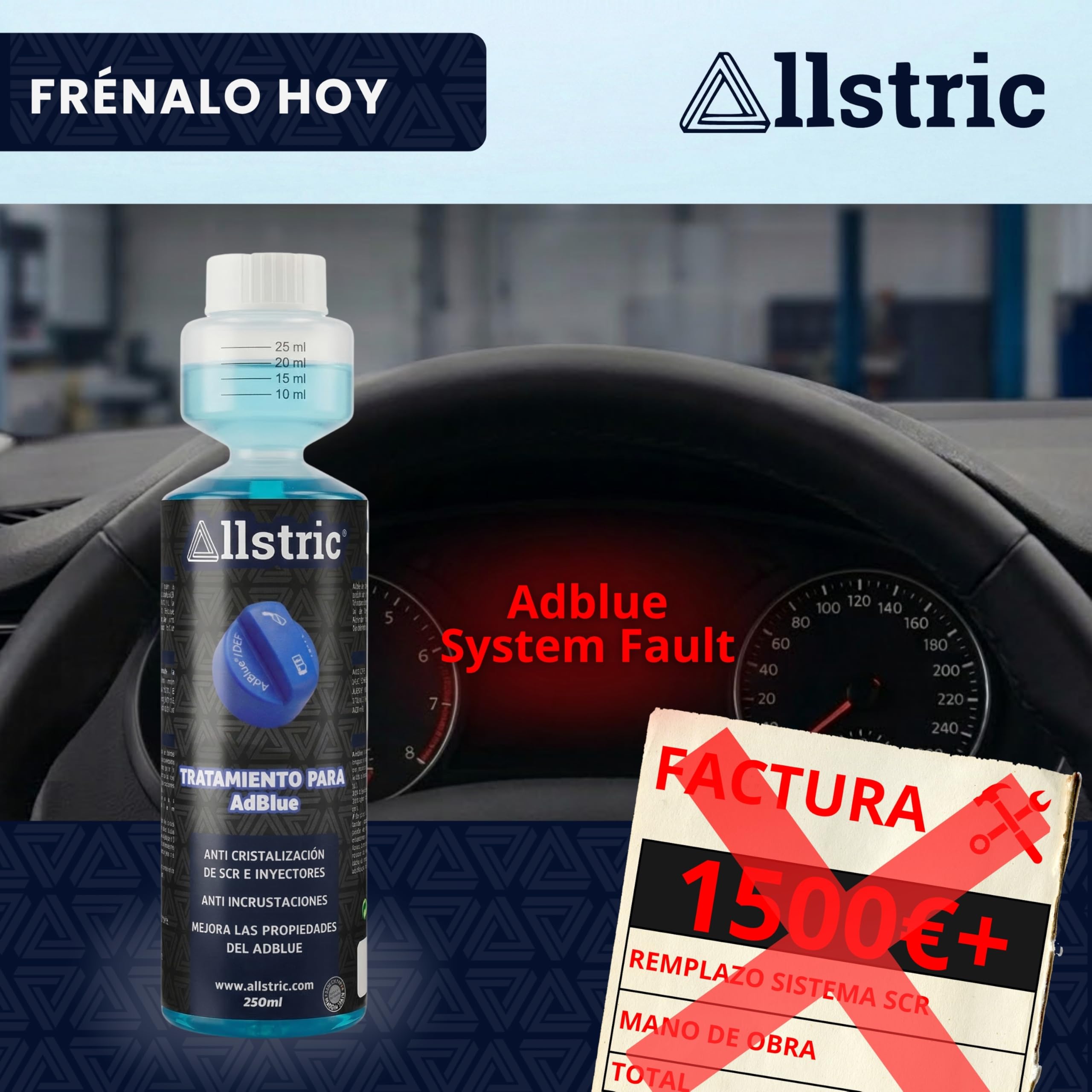 Anticristalizante AdBlue 250ML | Aditivo AdBlue Anticristalización Sistema SCR | Previene y Disuelve Cristales de Urea | Protege Inyector y Catalizador | Motores Diésel | Fabricado en España
