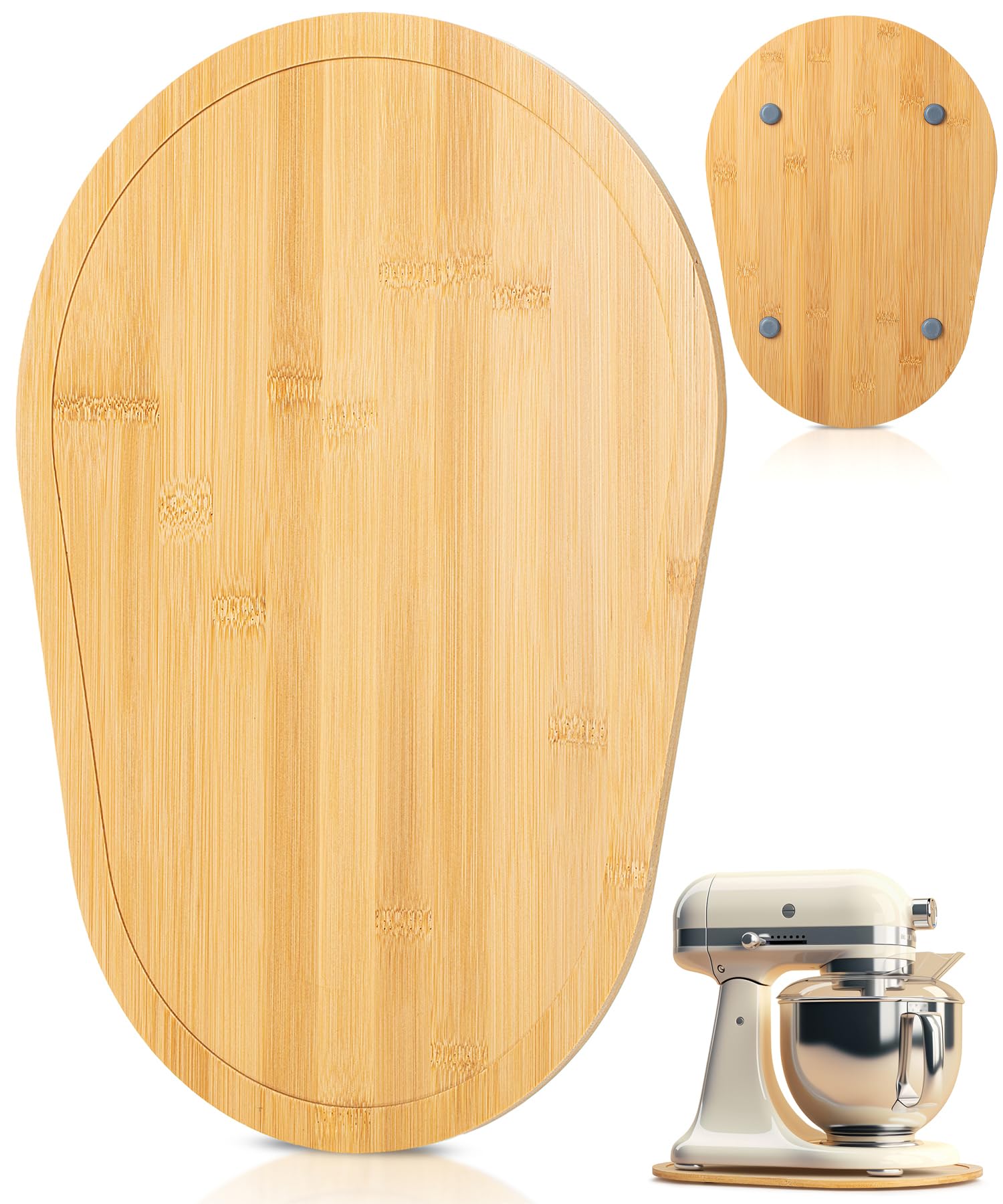 BAMBOO LAND- Bamboo Kitchen Aid Mixer Slider, Natural Brown, Wooden Moving Tray Compatible with Kitchen aid 5-8Qt