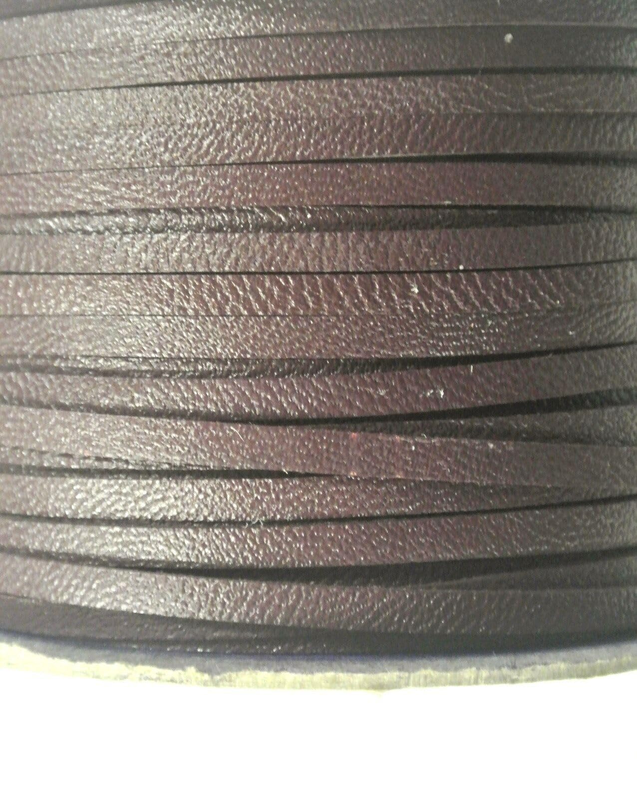 3mm Flat Genuine Leather Cord Thonging Strip Laces Bracelet Necklace Jewellery In (Burgundy, 2 Metres)