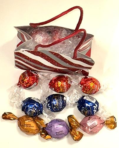 Miniatura 3 de Bolsas de regalo de chocolate, dulces de chocolate. Trufas de chocolate negro y trufas de chocolate con leche. En total nueve trufas envueltas