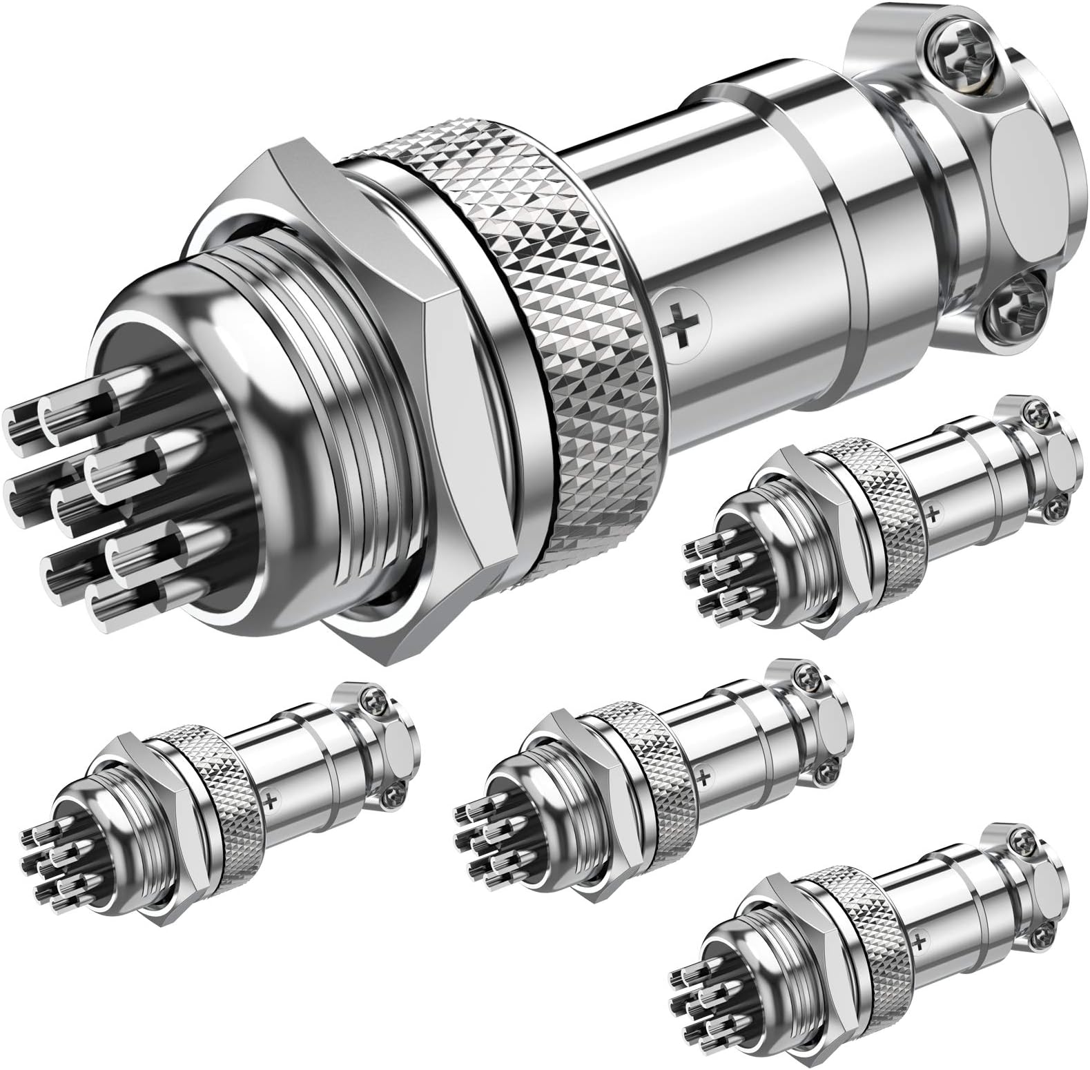 GX16 8 Pins Panel Metal Mount Circular Metal Aviation Connector Adapter Male Female Plug Socket (5 Pcs)