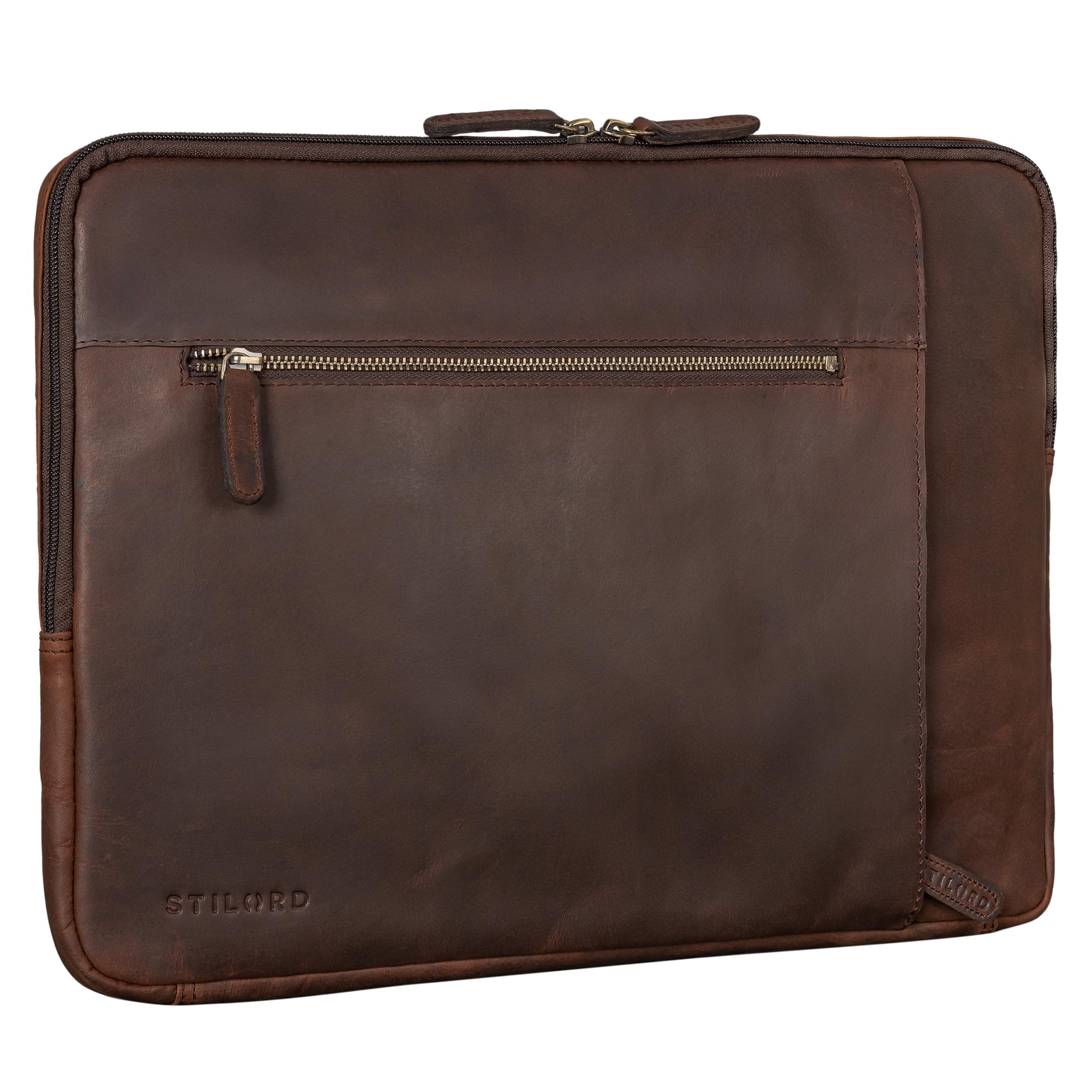 STILORD Murray MacBook Sleeve 16 Inch Leer Vintage Laptop Sleeve Notebook Case Cover Documententasje Laptoptas Document Folder Organizer Kleur:zwart
