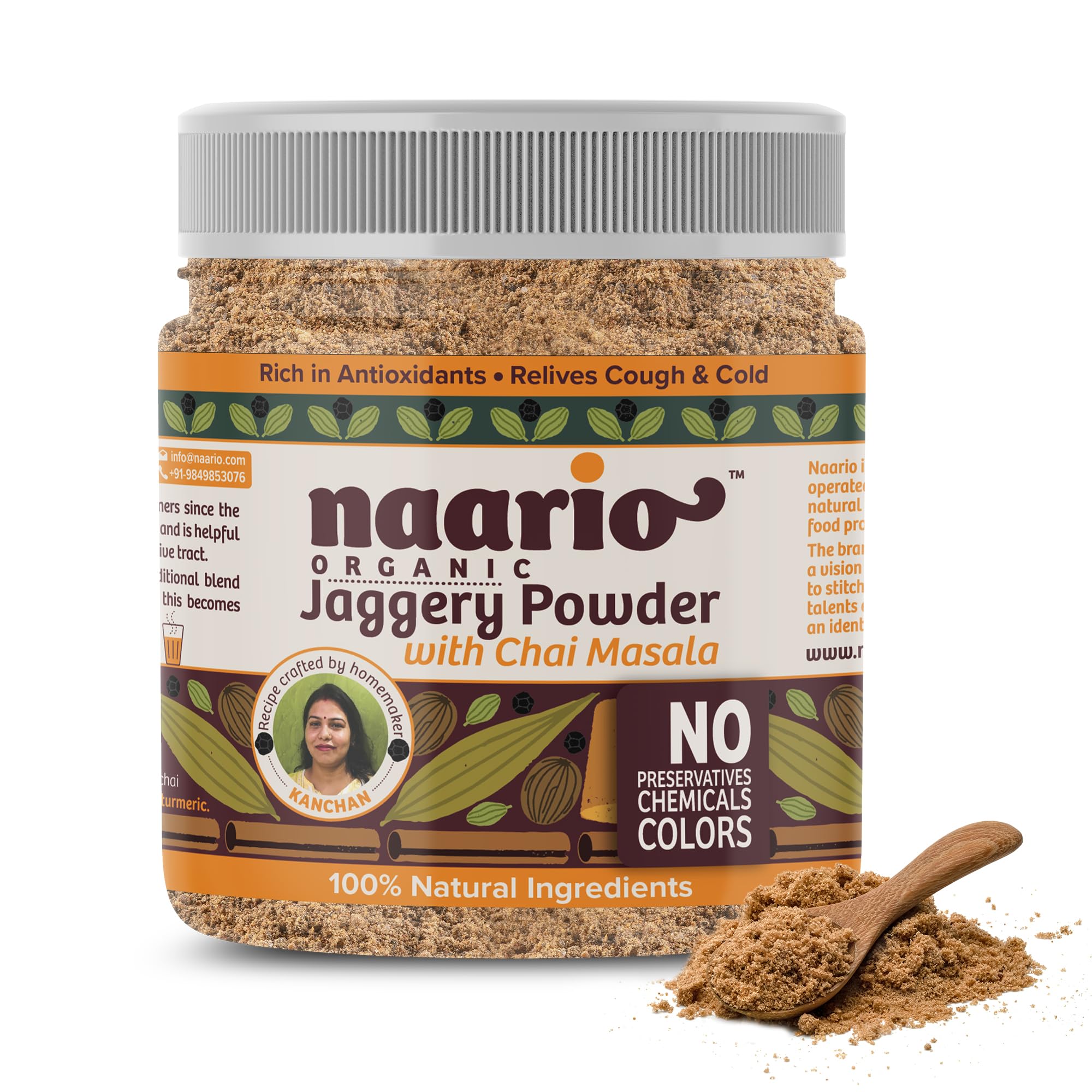 Naario Organic Chai Masala Tea Premix with Jaggery Powder | Blend of Cinnamon, Cardamom, Ginger, Cloves, Bay Leaves | No Chemicals or Preservatives | Jaggery Flavor – 200g (B09Q3KB4KV) Amazon Price History, Amazon Price Tracker
