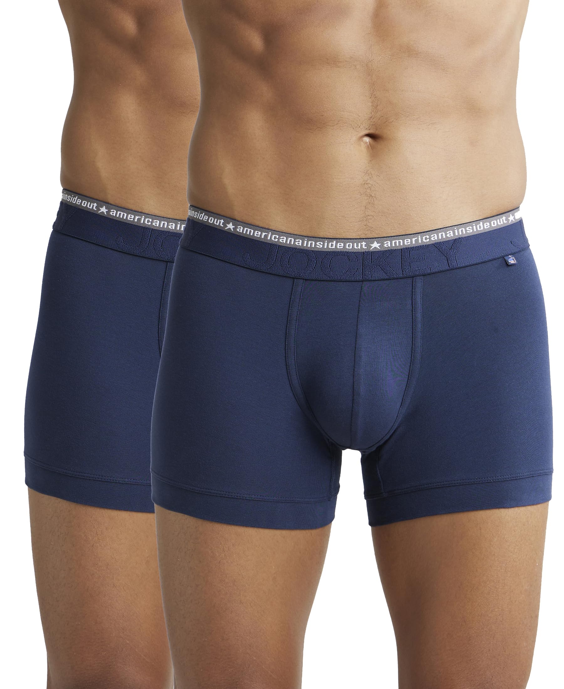 jockey US60 Men's Super Combed Cotton Elastane Stretch Solid Trunk with Ultrasoft Waistband (Pack of 2)-picture-39