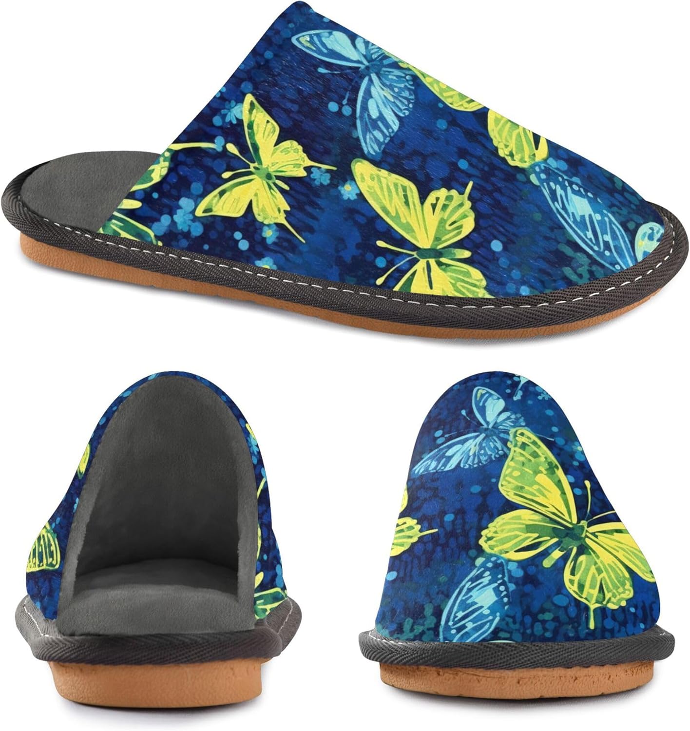 Butterfly House Slippers – Cozy Fuzzy Slippers for Guests, Washable & Disposable, Perfect for Shoeless Home, Spa & Hotel Use A110905