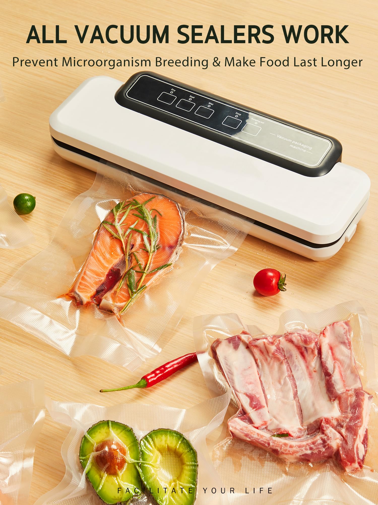 Syntus Rouleau de papier d'emballage sous vide pour aliments de 27,9 x 20,3 x 20,3 m avec distributeur de découpe, rouleaux de sacs sous vide de qualité commerciale, parfaits pour le stockage, la