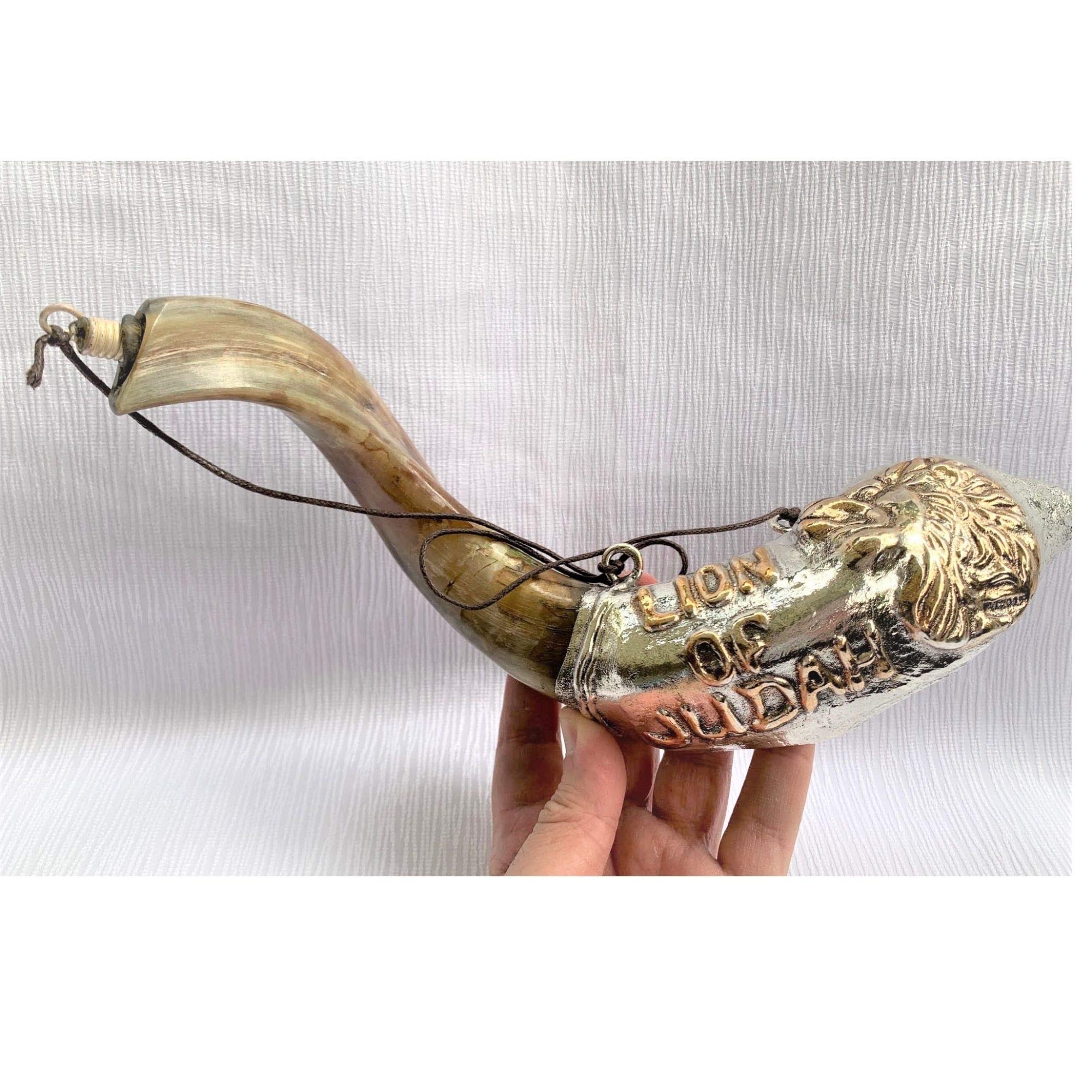 Amaizing srebrny ram shofar 40 cm - 43 cm Mesjaniczny lew Judaha olej do smarowania rzadki