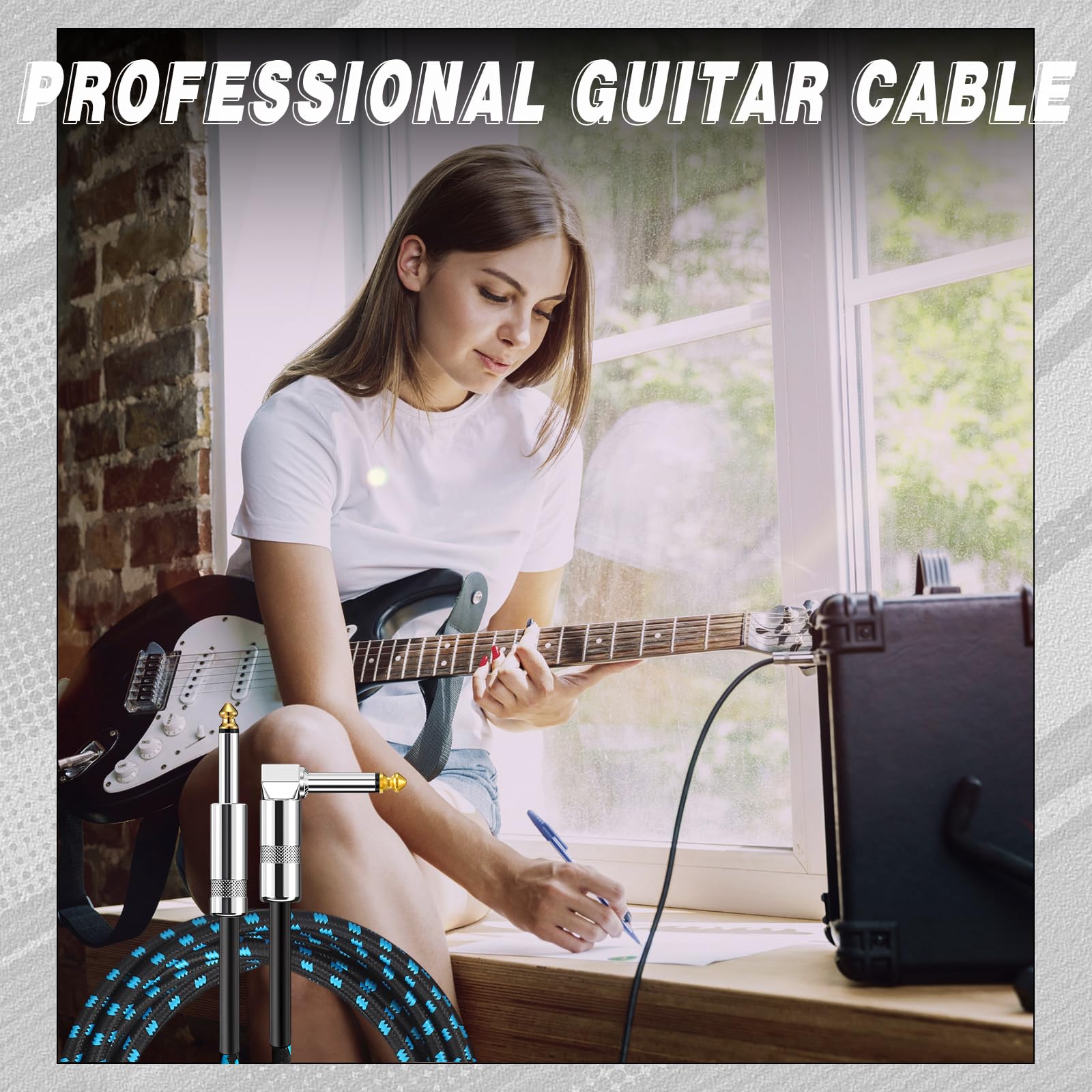 Rigibright Kabel instrumentalny 2,5 m – gitara, bas, klawiatura, mikrofon i przewód wzmacniacza miksera (wielokolorowy)