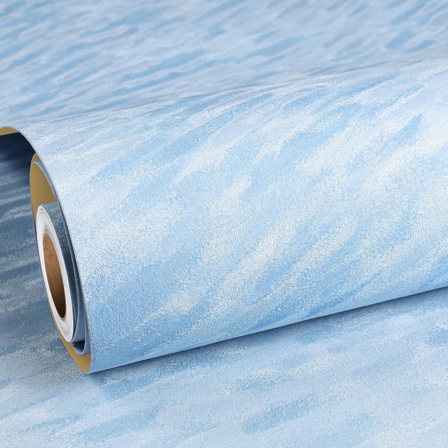ReWallpaper Blue Peel and Stick Wallpaper Removable Soundproof Velvet Textured Wallpaper 17.5in x 23ft Self Adhesive Soft Flocked Contact Paper for Closet Bedroom Living Room Accent Headboard Office