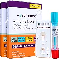 EZCHECK at-Home iFOB FIT Test Kit (2 Tests) - Fast Colon Cancer Screening, Colorectal Health Check, 99% Accurate Results in 10 Min