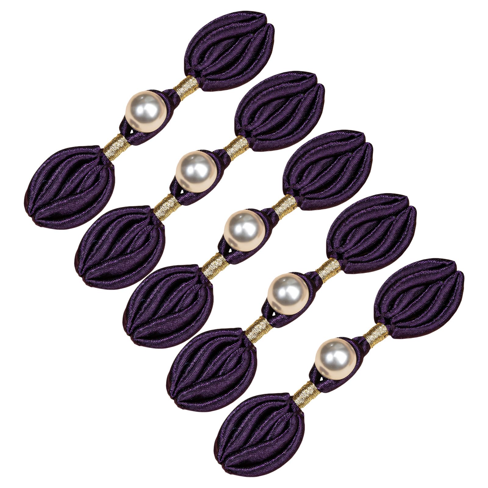 Carotoe Jiang Zi 5Pcs Handwoven Pearls Cheongsam Knot Chinese Knot Button Fasteners For Wedding Dress Traditional Costume Embellishments Flower Leg Button